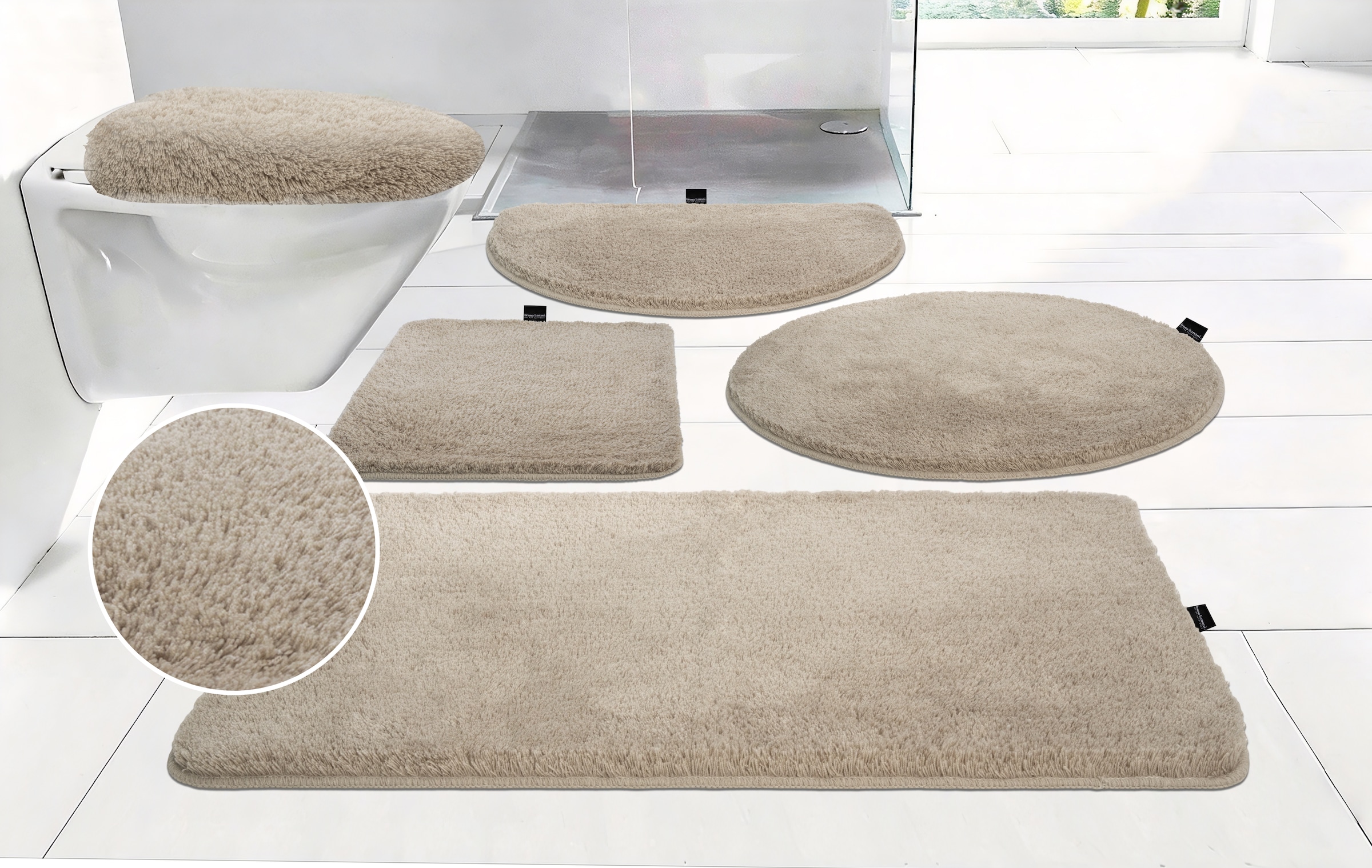 Bruno Banani Badematte "Lana, Standard & Premium Qualität, 25 mm oder 30 mm Höhe" rutschhemmend beschichtet fußbodenheizungsgeeignet schnell trocknend strapazierfähig Badteppich, Badematten, unifarben, auch als 3 teiliges Set & rund
