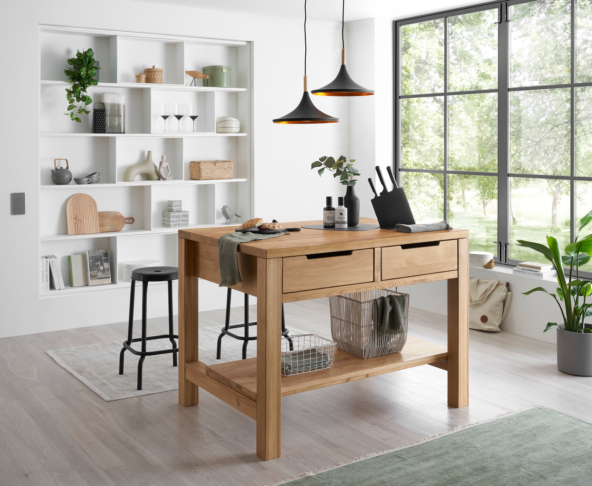 BASIC by Balculina Kücheninsel »Ponza, Kücheninsel BxHxT 122x91x90 cm«, Breite 122cm, Massivholz, Softclose und Vollauszug