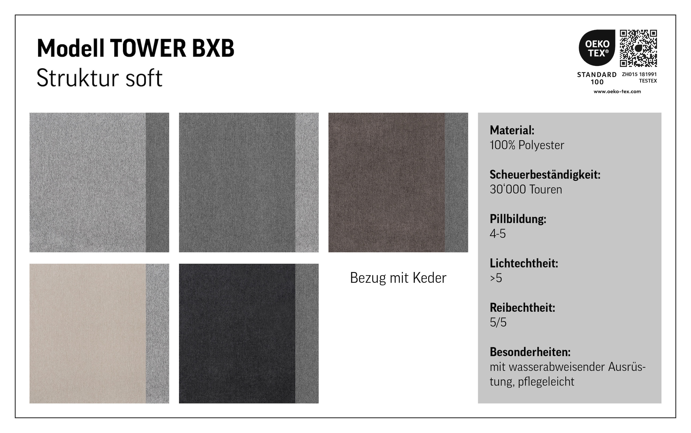 COTTA Boxspringbett »Tower inkl. Bettkasten, mit Keder in abgesetzter Farbe« in verschiedenen Breiten, Härtegraden und Farben erhältlich