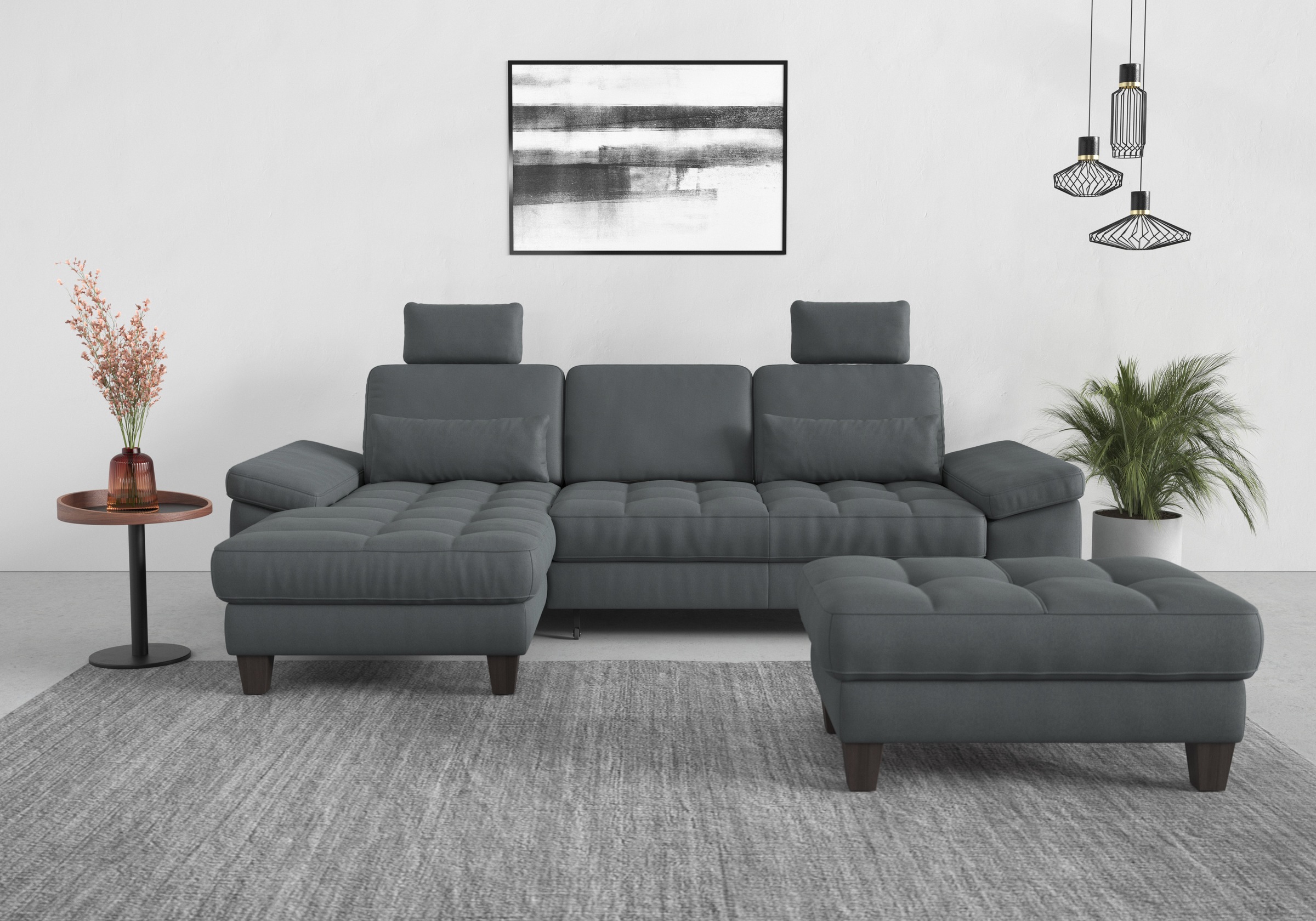 Thumbnail - sit&more Ecksofa "Westham L-Form" Recamiere, mit oder ohne Bettfunktion, Bettkasten, Füße wengefarben