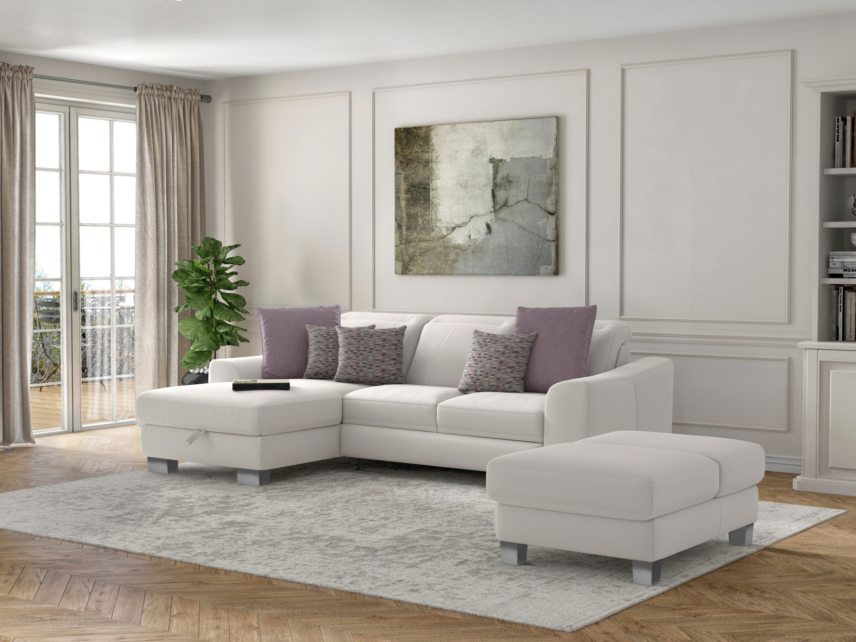 sit&more Ecksofa "Dundee L-Form" mit Federkern und Edelstahlfüßen, wahlweise mit Kopfteilverstellung