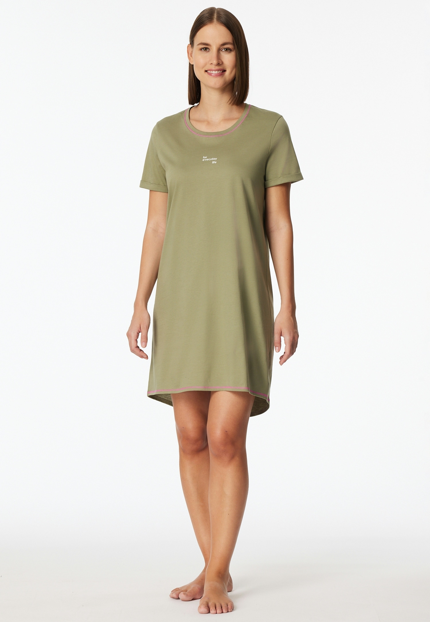 Schiesser Nachthemd "Casual Essentials" mit Statement-Print, Baumwolle, kur günstig online kaufen