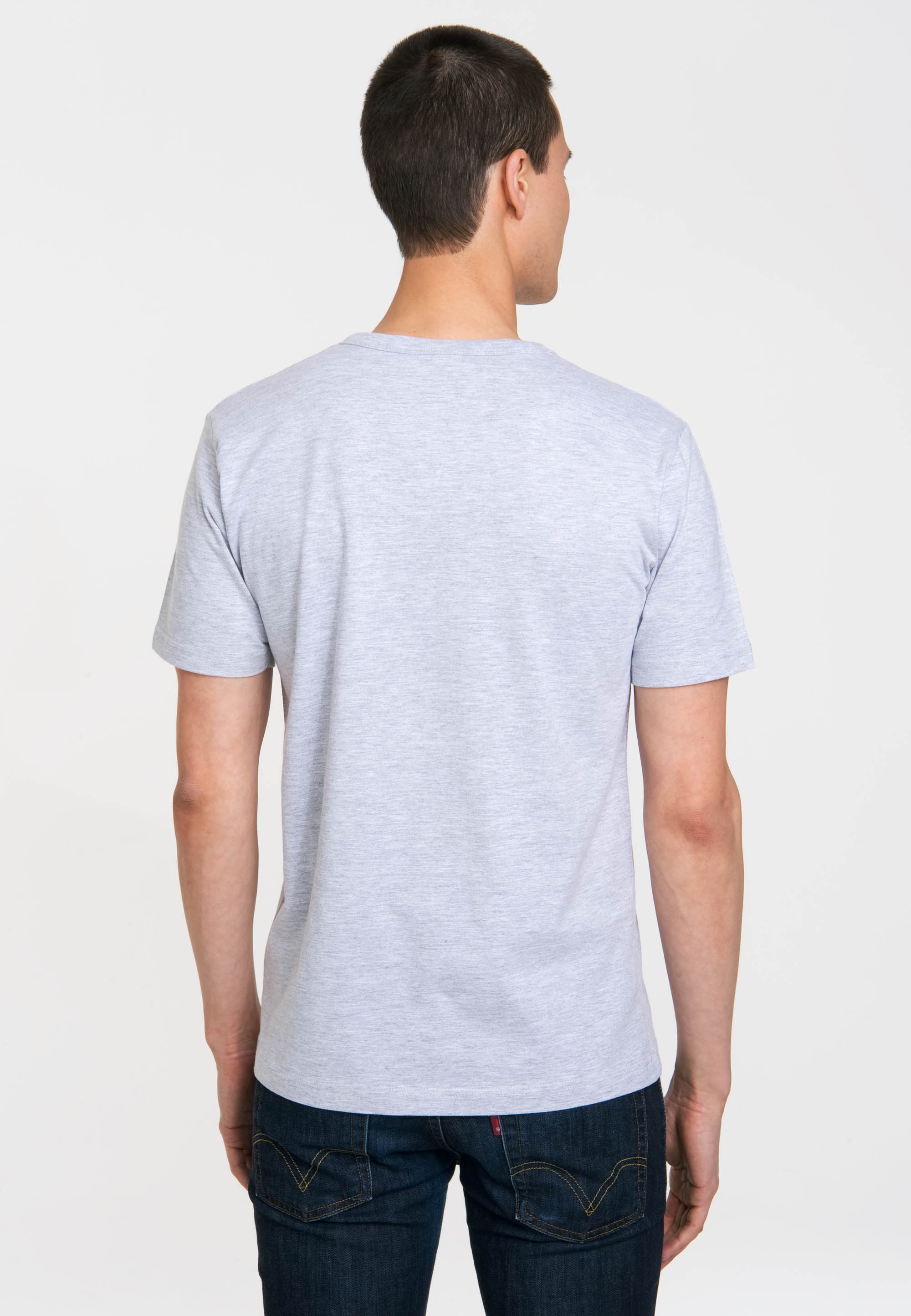 T-Shirt LOGOSHIRT "NASA Logo", Herren, Gr. M, grau, 95% Baumwolle, 5% Viskose, bedruckt, meliert, normal, Rundhals, Shirts T-Shirt, mit coolem NASA-Logo 3