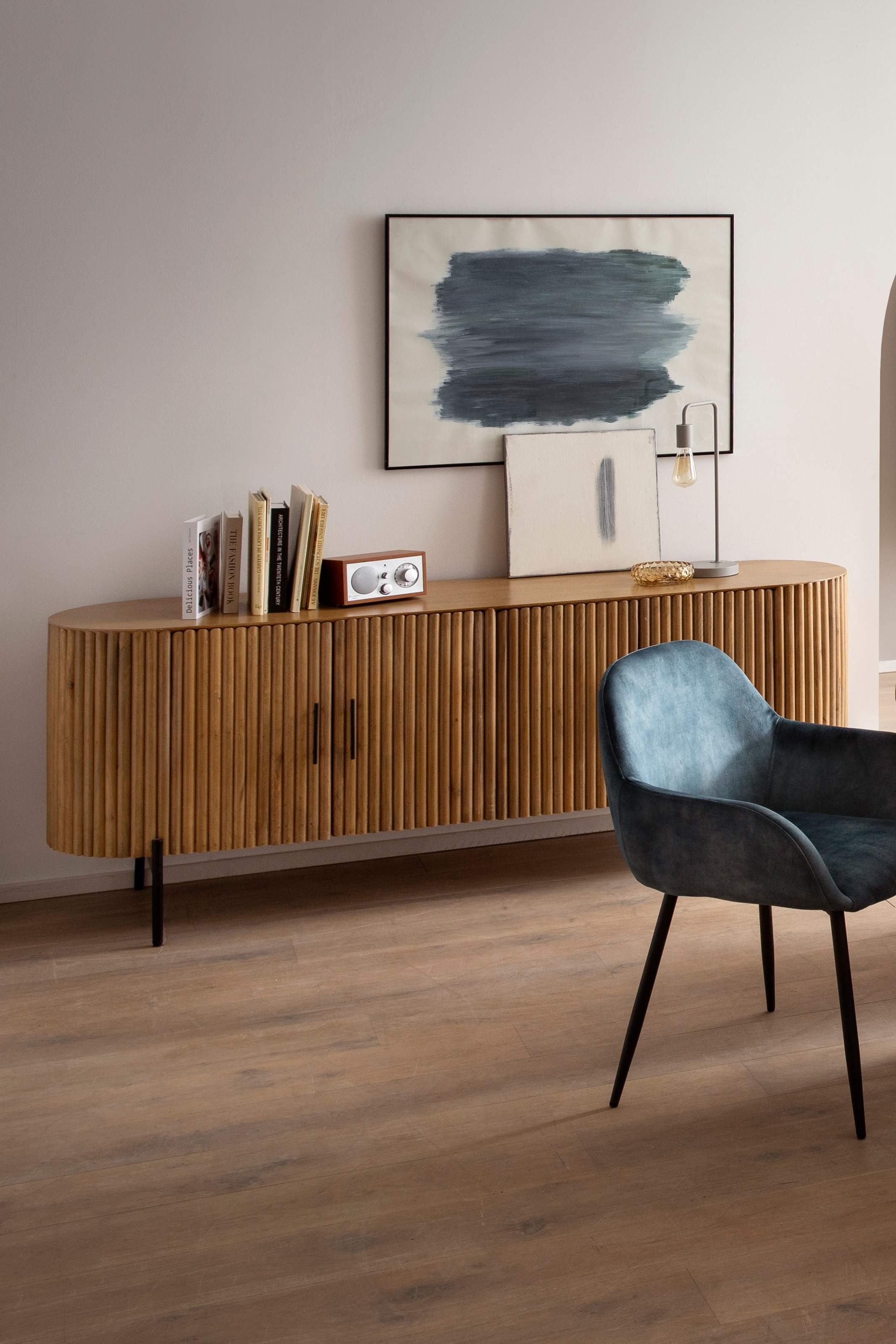 SIT Sideboard, (1 St.), Kommode, Lamellen-Design im Retro Stil, Breite 190 cm