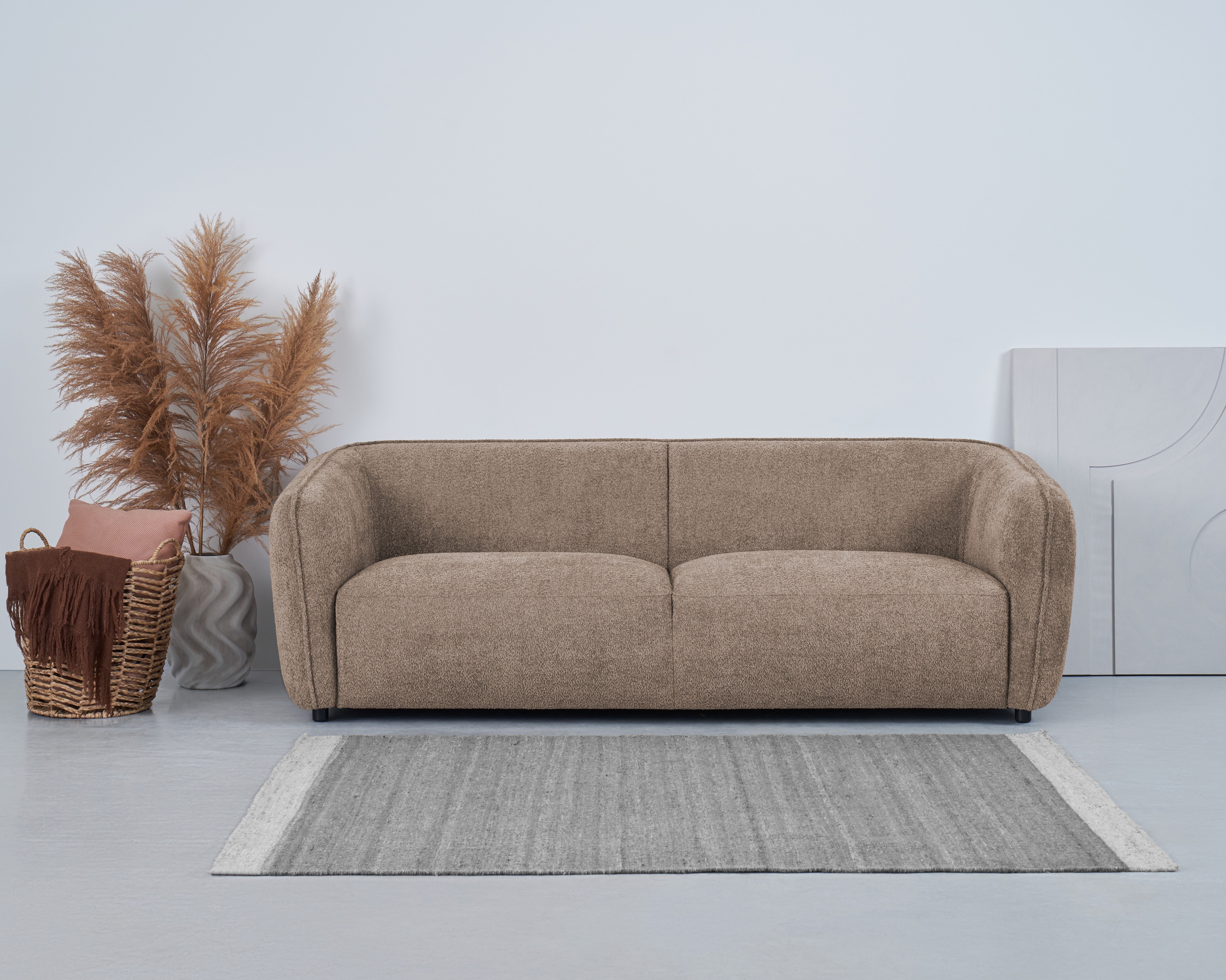 OTTO home 3-Sitzer "OSTRUP, Naturtöne, Boucle oder Chenille" Breite 221 cm, organische Form mit sanften Rundungen