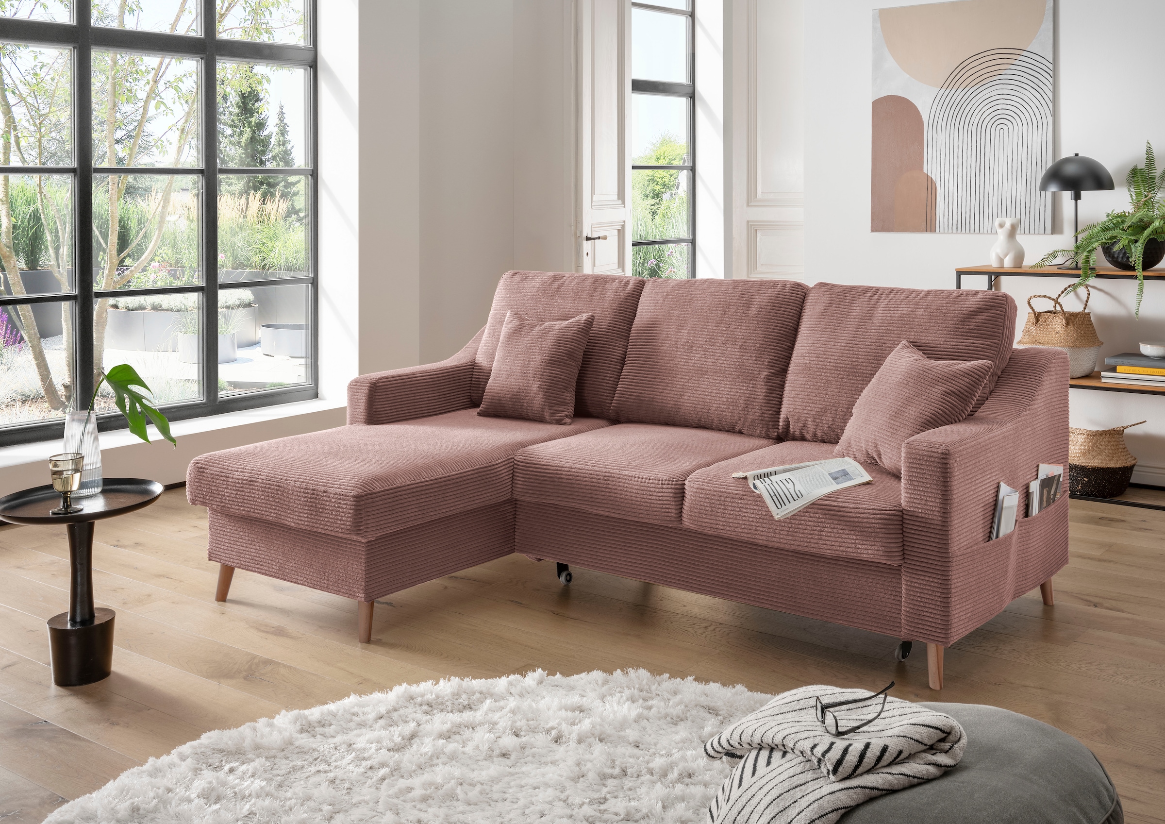 Home affaire Ecksofa "Valentina L-Form" 2 Zierkissen, mit Seitentasche, aus günstig online kaufen