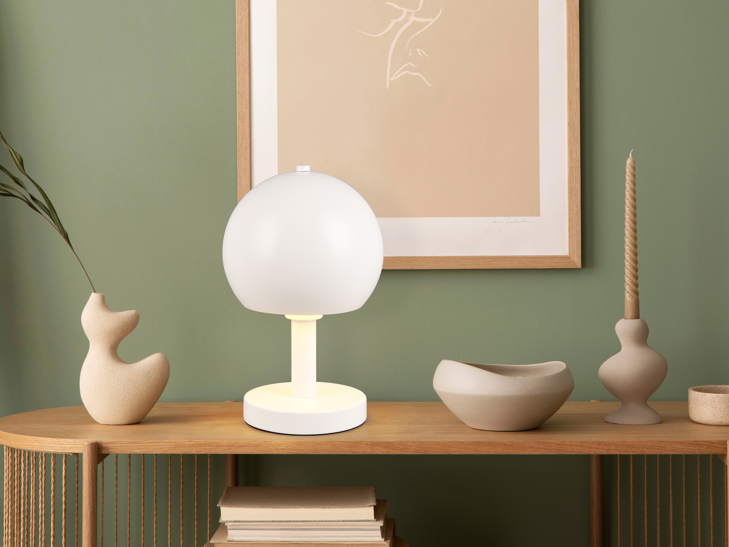 Leonique Tischlampe »Christelle, Deko Tischleuchte mit Metallschirm Ø 18cm Höhe 29cm«, 1 flammig, Leuchtmittel E27 | Leuchtmittel wechselbar, exkl 1x E27 max 10W, indirektes Licht, Lichtaustritt nur nach unten