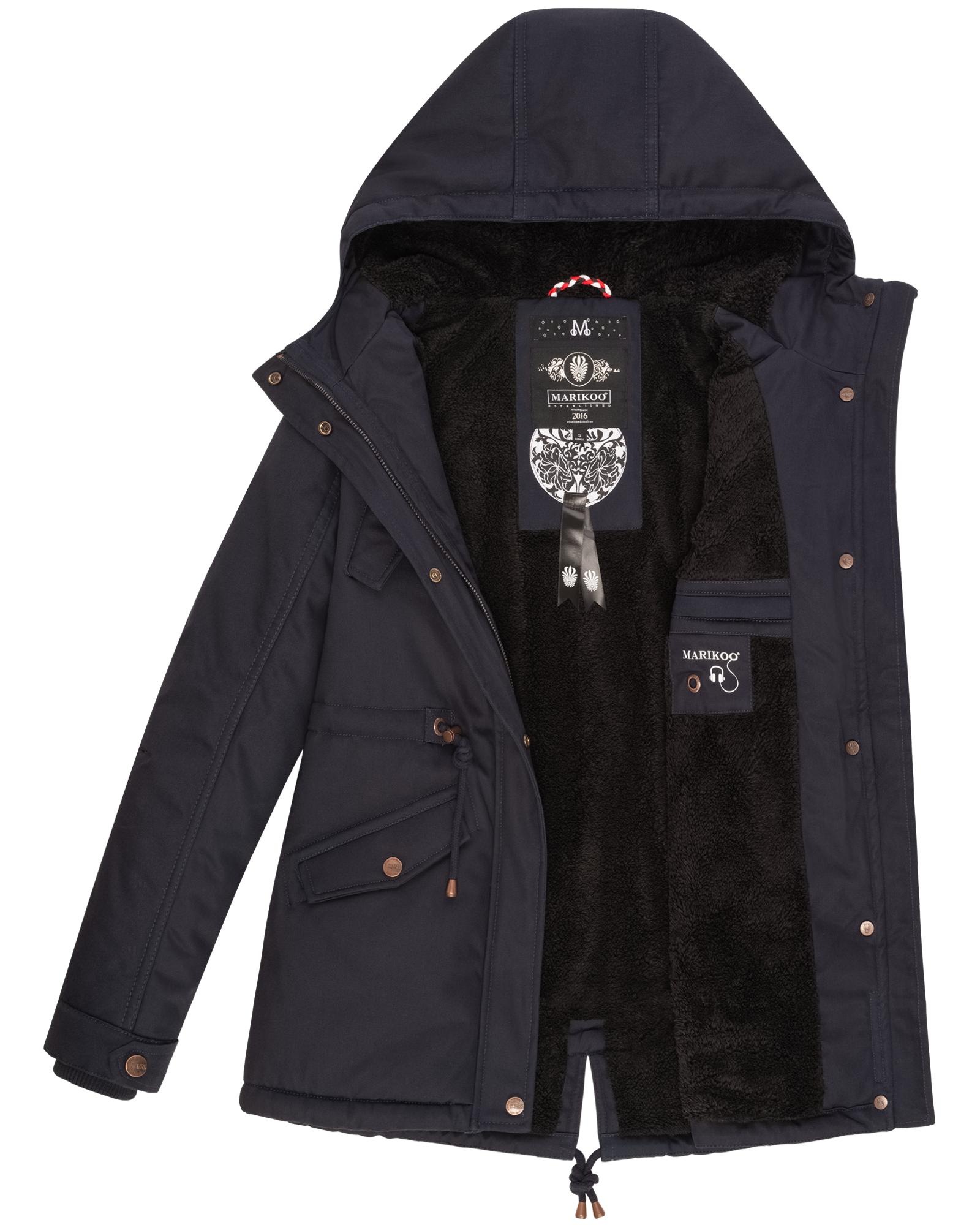 Marikoo Winterjacke »Manolya«, mit Kapuze, stylischer Kurzmantel mit weichem Teddyfell-Futter