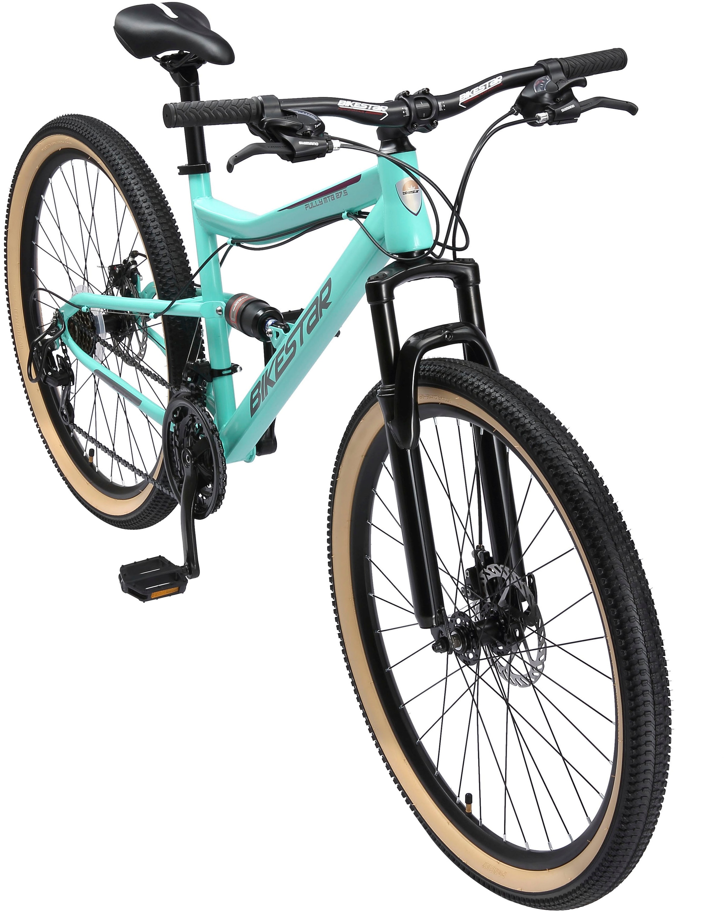 Bikestar Mountainbike, 21 Gang, Shimano, RD-TY300 Schaltwerk, Kettenschaltung, für Damen und Herren, Kettenschaltung