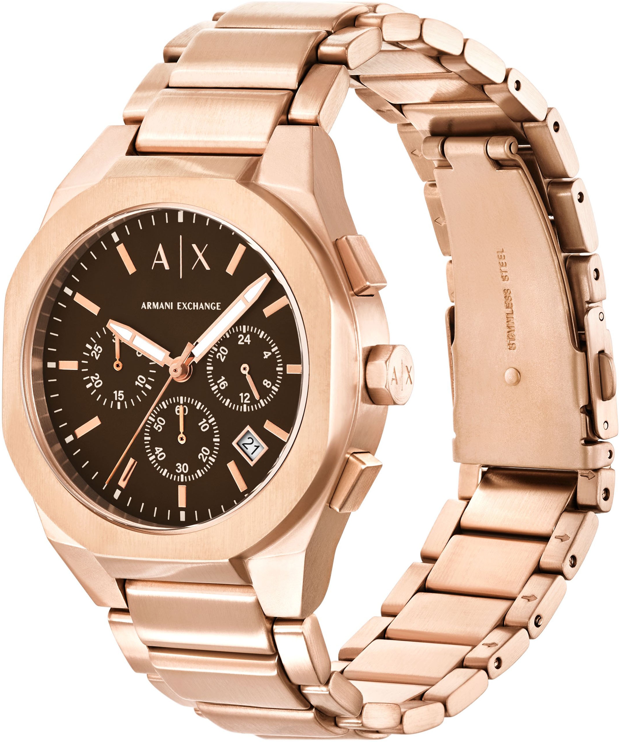 ARMANI EXCHANGE Chronograph »SYNC«, Quarzuhr, Armbanduhr, Herrenuhr, Edelstahlarmband, analog, Tag