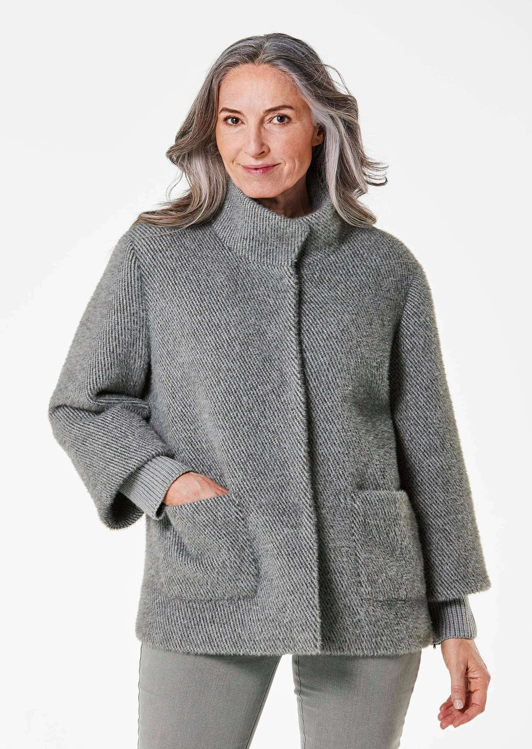 Goldner Flauschiger Kurzmantel Grey 25 2