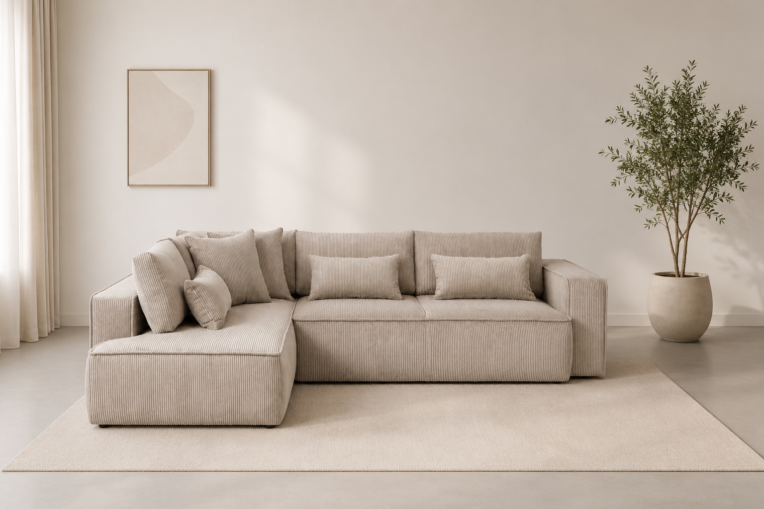 OTTO home Ecksofa "Tillian, Schlafsofa" Breite 294 cm, Breitkord, Sitzfläche mit Taschenfederkern