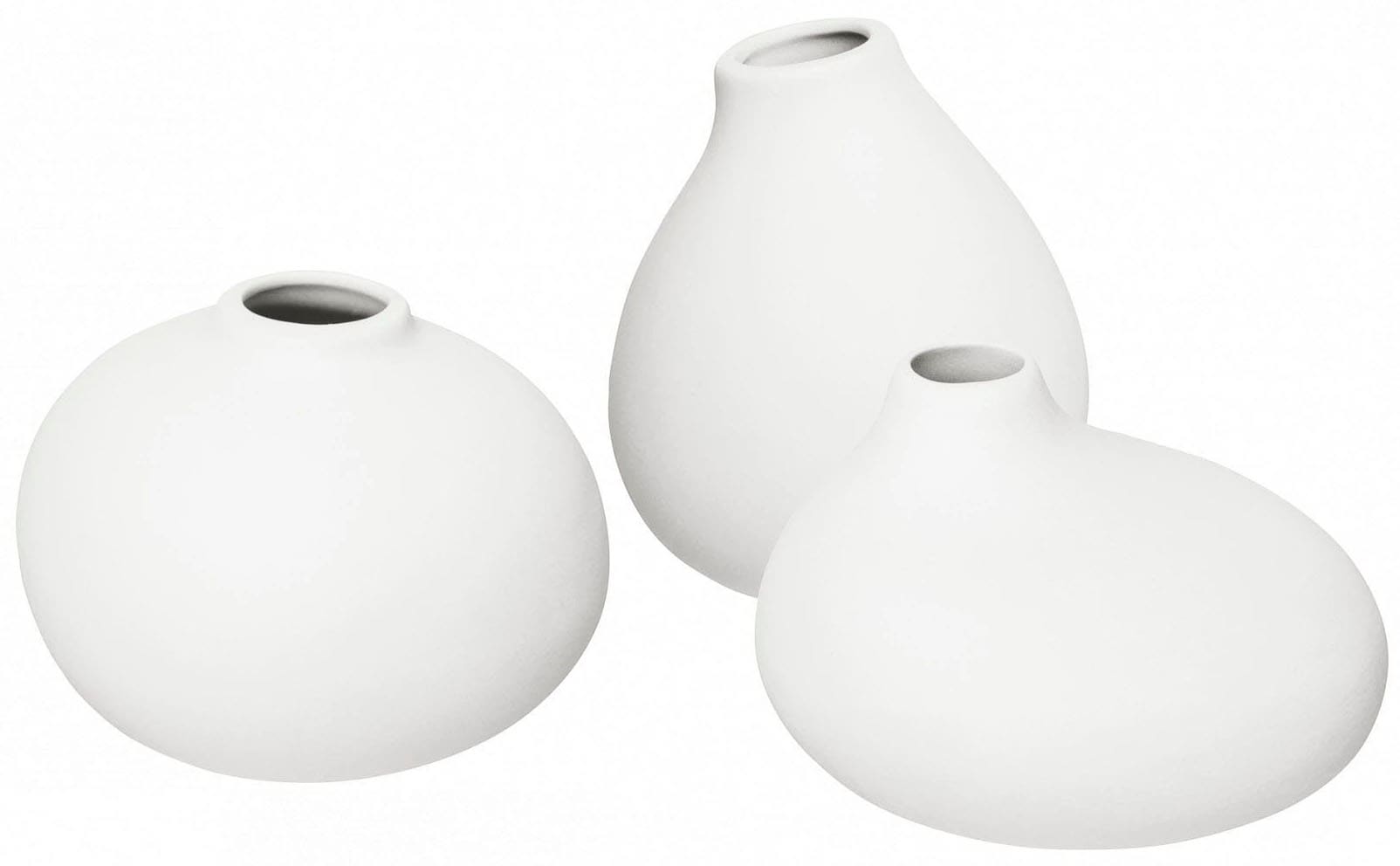 BLOMUS Dekovase »NONA, aus Porzellan, unglasiert«, (Set, 3 St.), Vase in 3 unterschiedlichen und außergewöhnlichen Formen