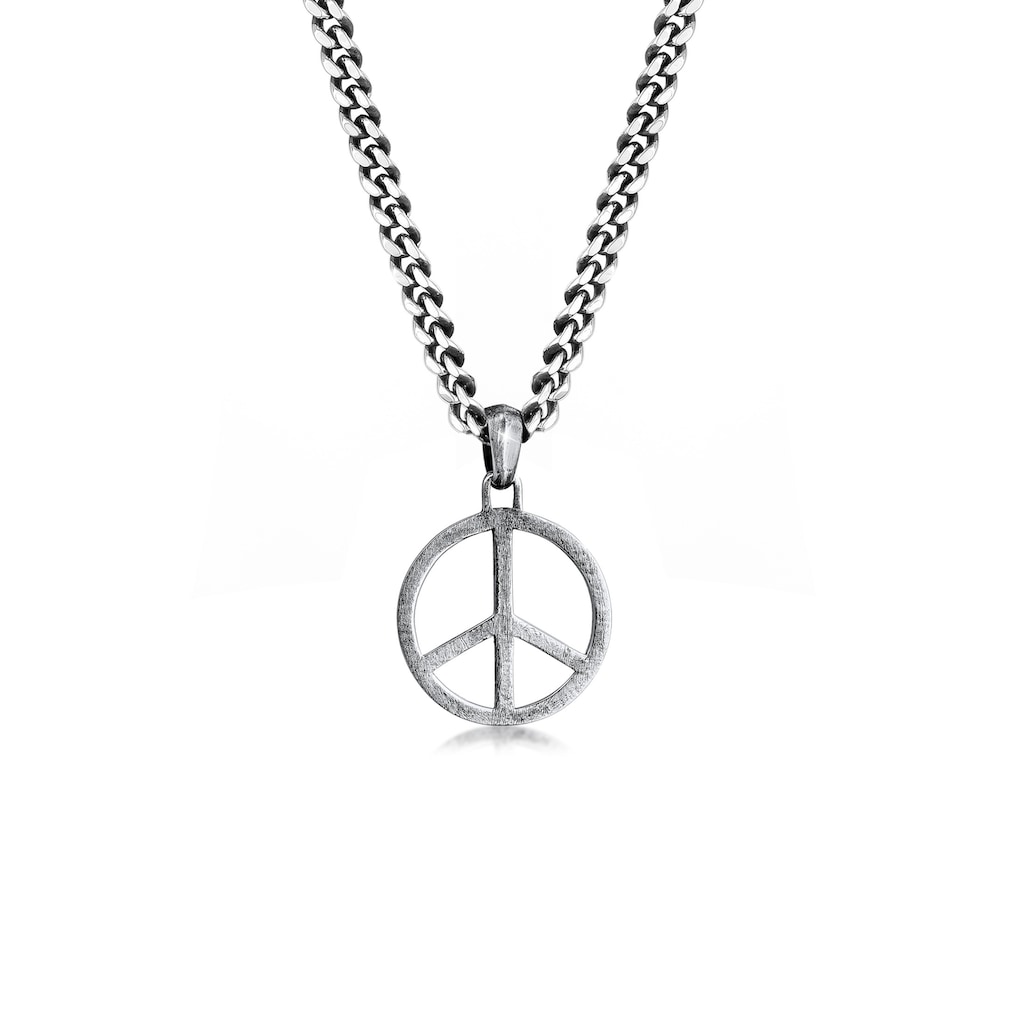 Kuzzoi Kette mit Anhänger »Herrenkette Peace Oxidiert 925 Silber«