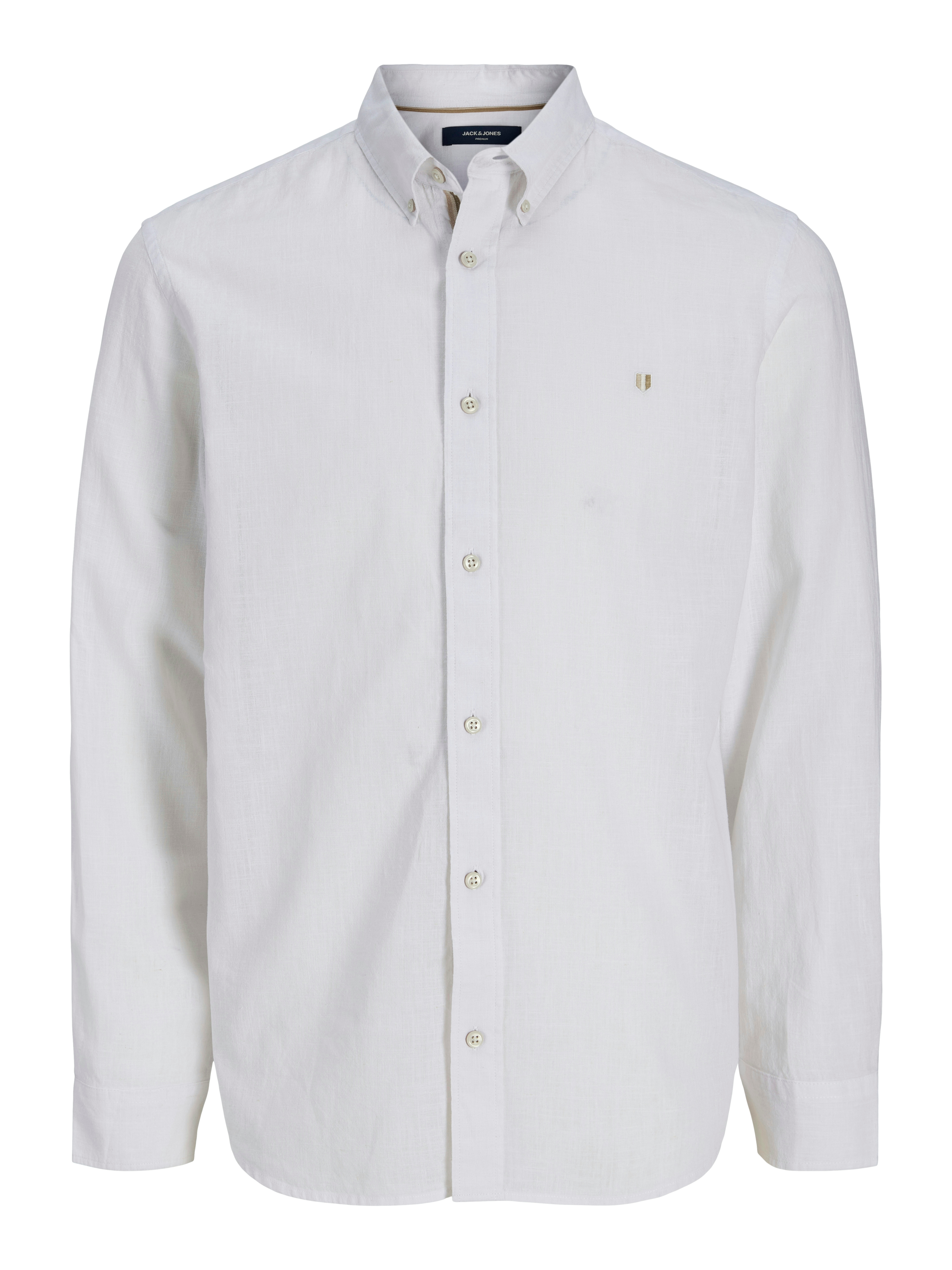 Jack & Jones Langarmhemd "JPRBLUSUMMER LINEN BLEND SHIELD LS SHIRT" Baumwolle mit Leinen, normal geschnitten