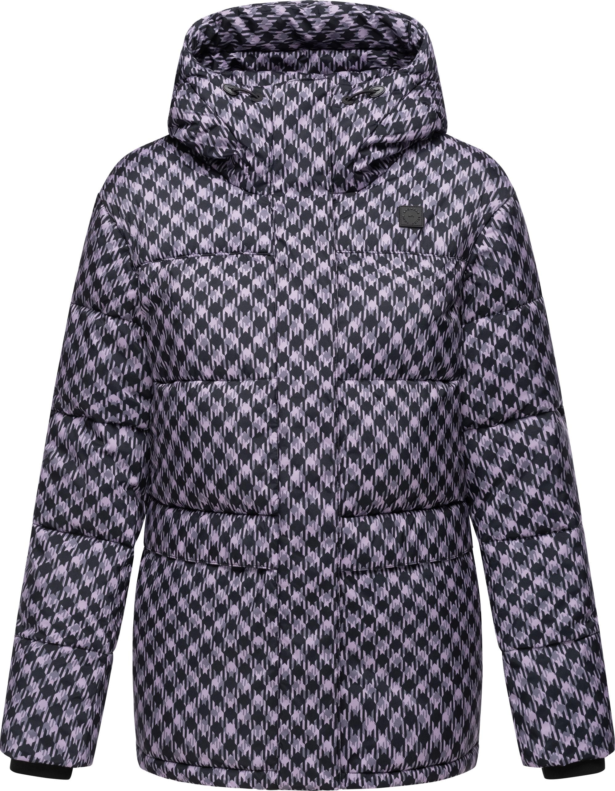 Ragwear Steppjacke »Wikesh Print«, mit Kapuze, Wasserdichte Damen Winterjacke mit Hahnentritt-Muster