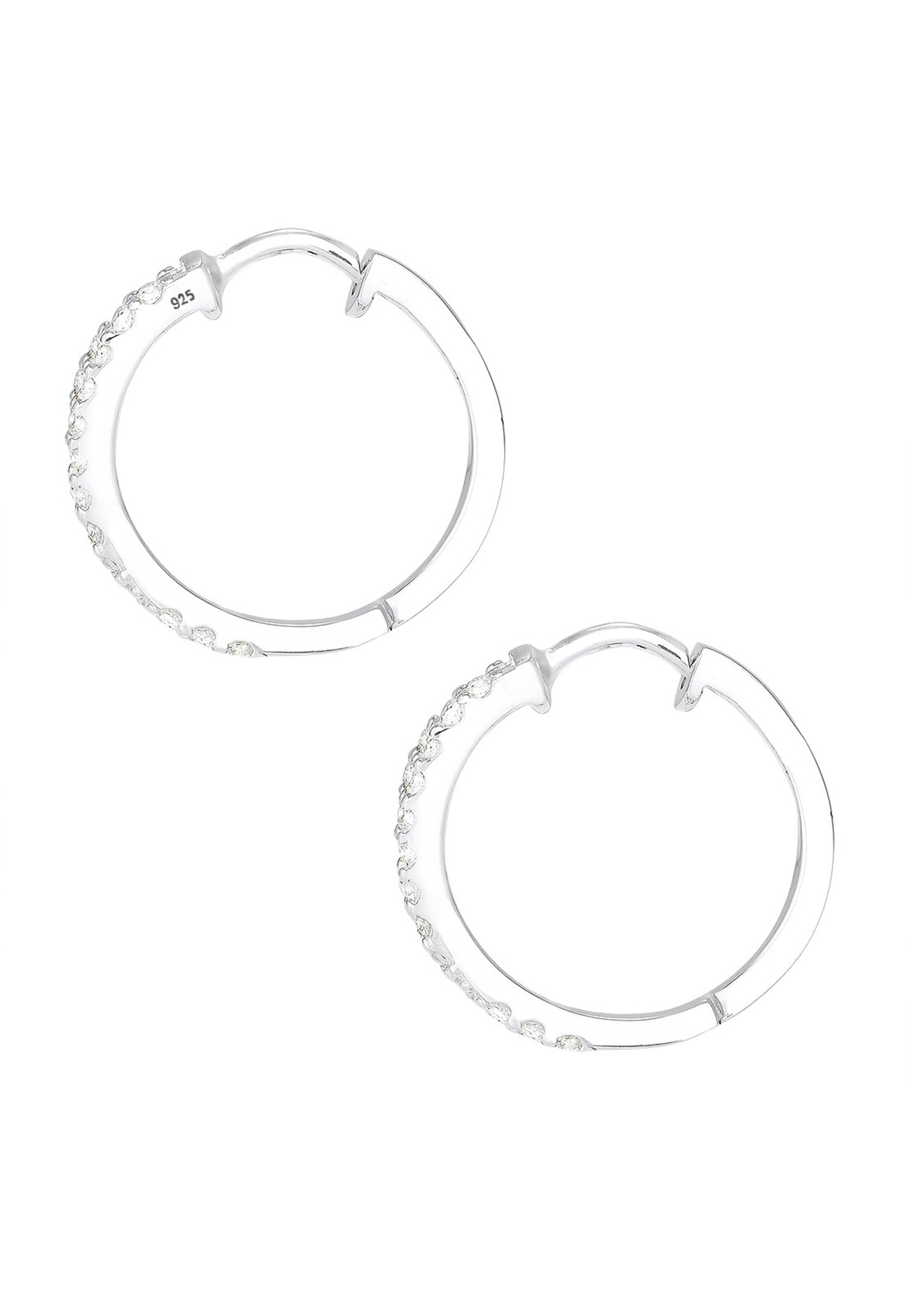 Elli Premium Paar Creolen »Ohrringe Creolen Zirkonia Weiß 925 Sterling Silber«