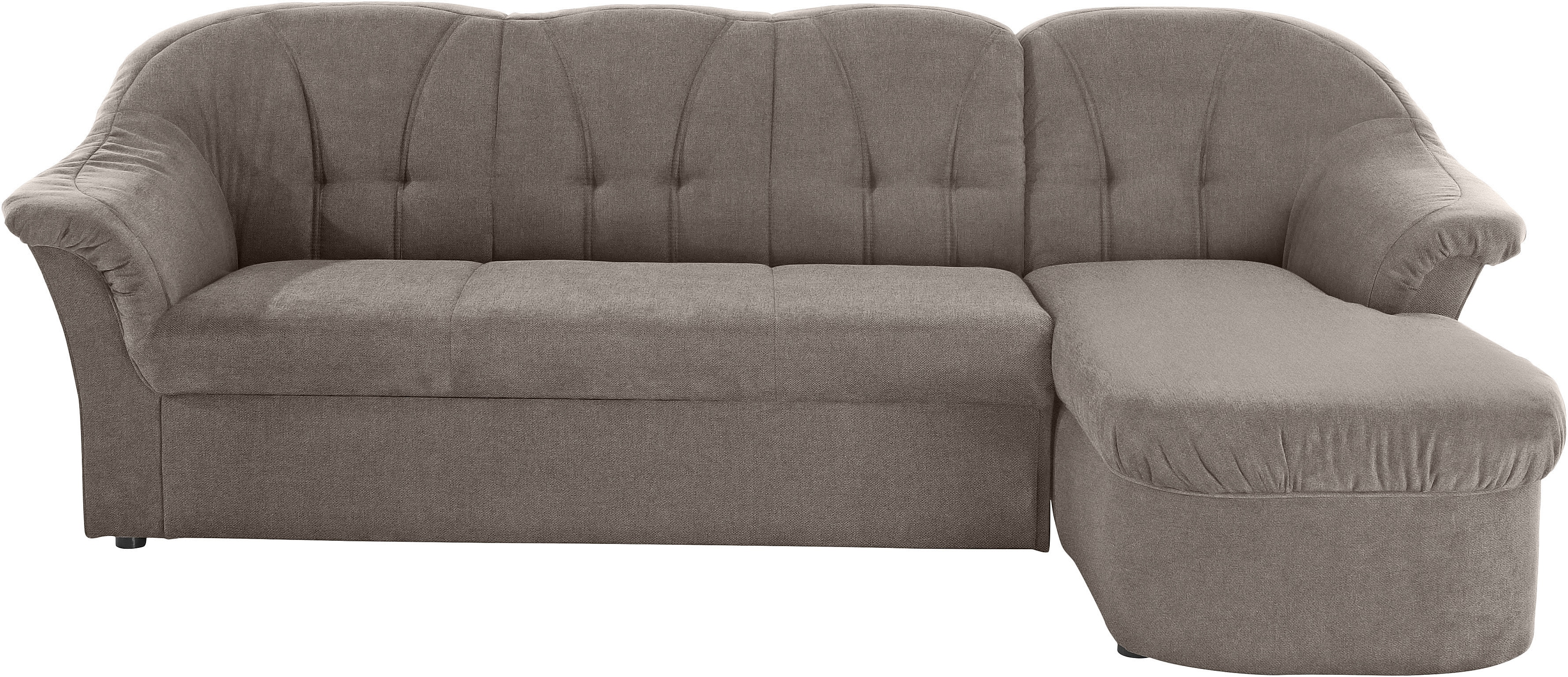 DOMO collection Ecksofa "Pegnitz, elegante Rückensteppung, komfortabel, Breite 238cm, L-Form" wahlweise mit Bettfunktion
