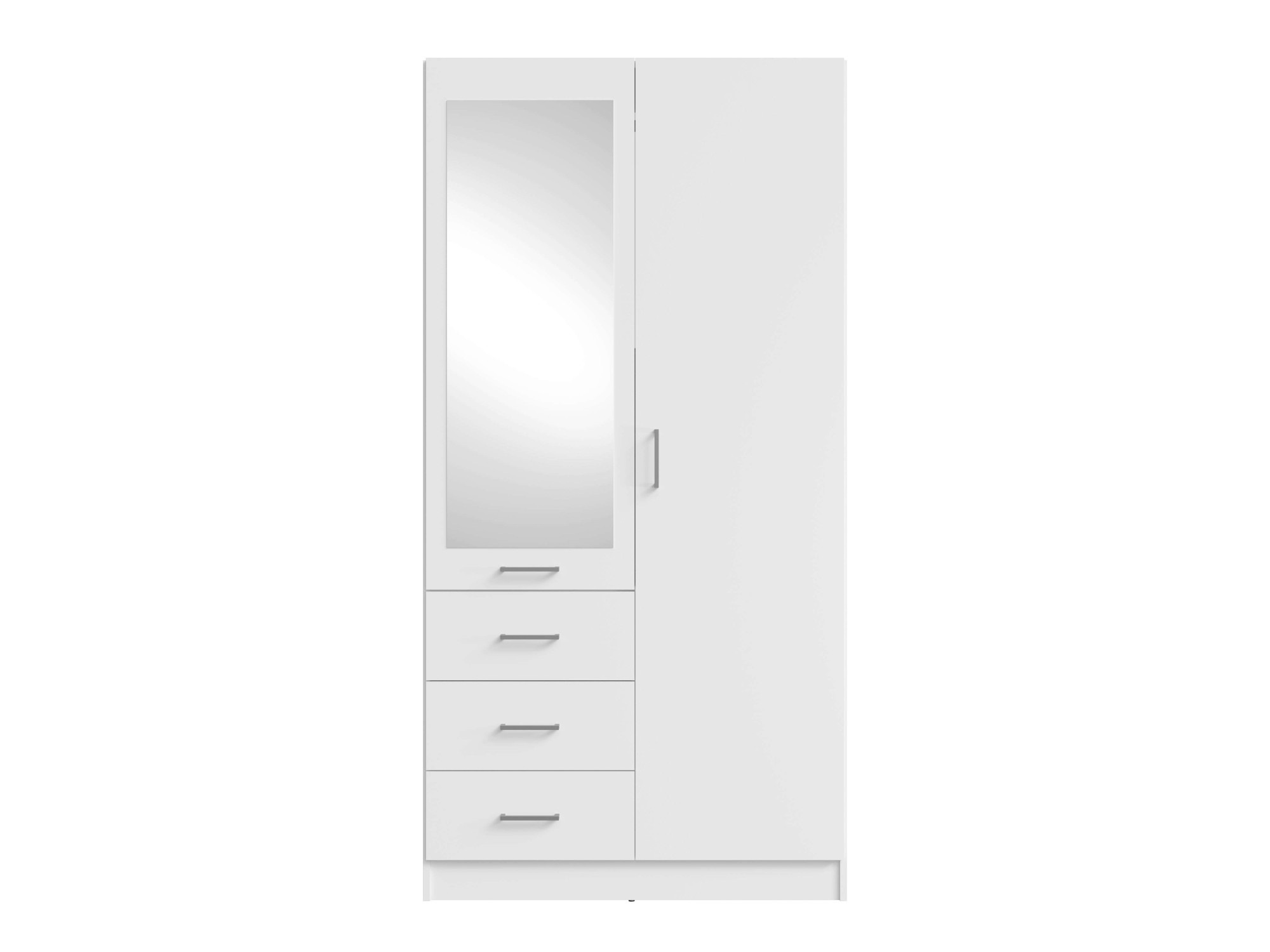 Home affaire Kleiderschrank »KOS Garderobe mit 3 Schubladen, Kleiderstange und Spiegel«, Wäscheschrank mit 2 Drehtüren, silber Griffen, Maße B/H/T 101/200/58cm