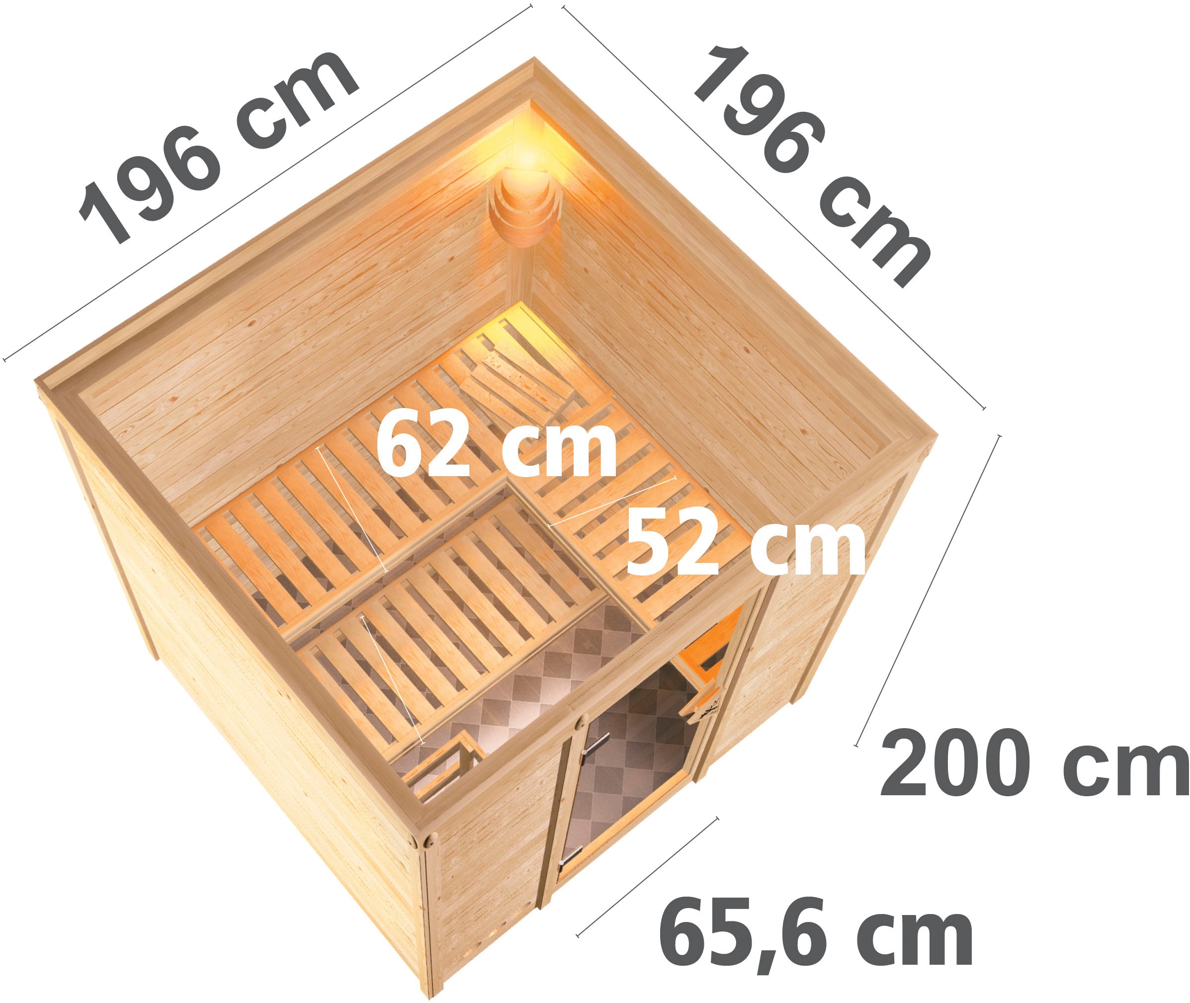 Karibu Sauna »Menja« Set,  9-kW-Ofen mit integrierter Steuerung