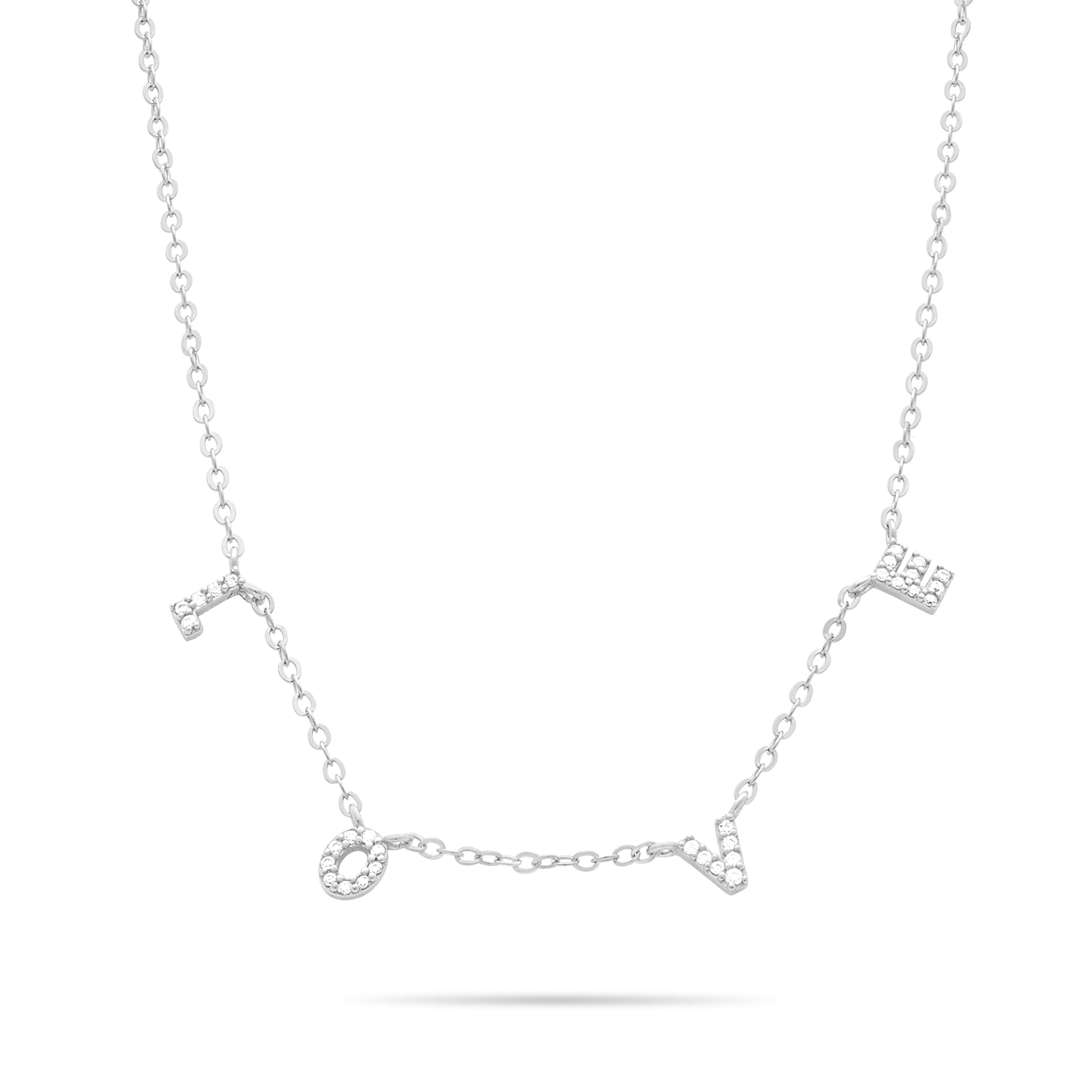 Silberkette TAMARIS "Schmuck Geschenk Silber 925 Halskette Love Letters", silberfarben, kristallweiß, Halsketten, Damen, Silber 925 (Sterlingsilber), L: 45 B: 1,5mm, Silberkette, mit Zirkonia (synth.), B:1,5mm
