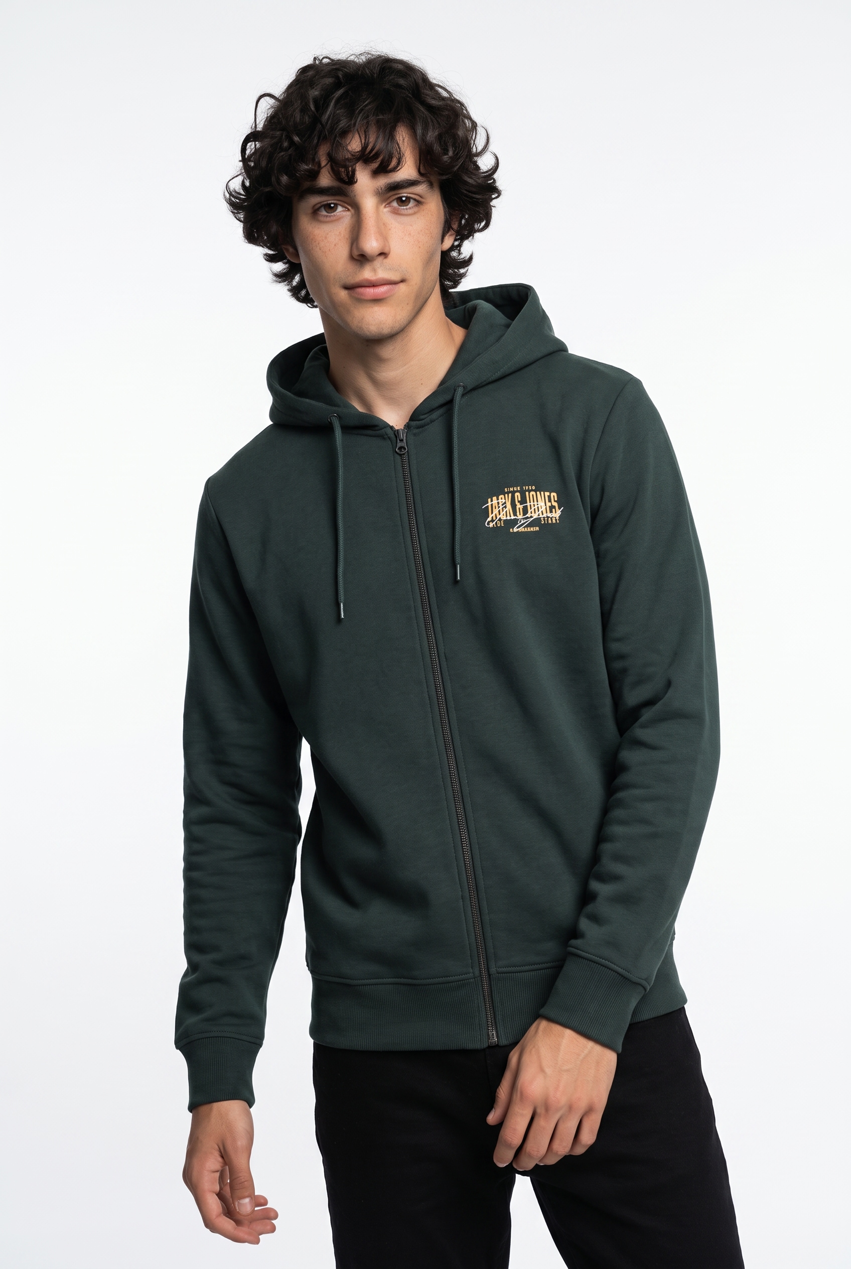 Jack & Jones Kapuzensweatjacke "JJAERO SWEAT ZIP HOOD" Materialmix, regular fit