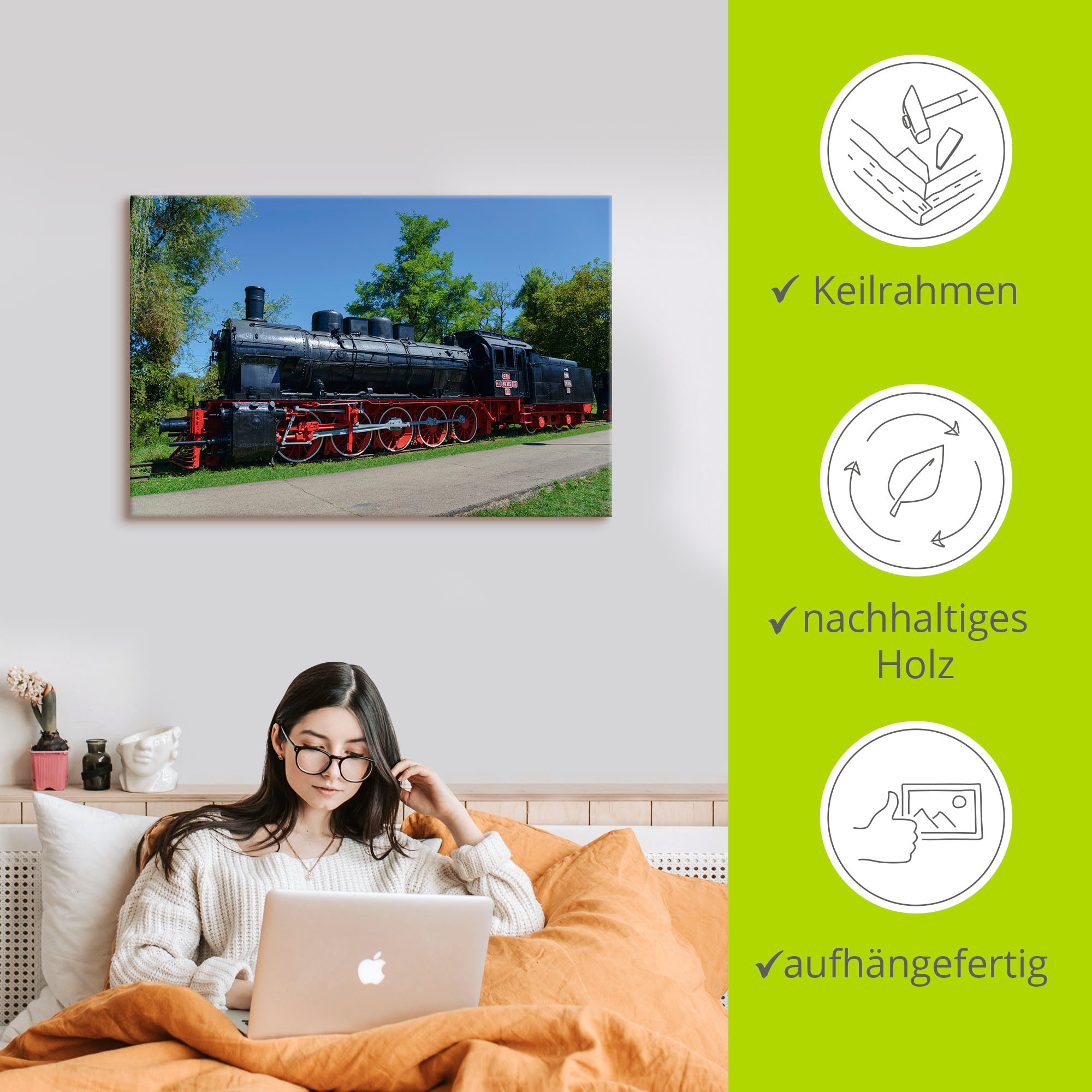Artland Wandbild »CFR 50.115, Eisenbahn Museum, Resita«, Zugbilder, (1 St.), als Alubild, Leinwandbild, Wandaufkleber oder Poster in versch. Größen