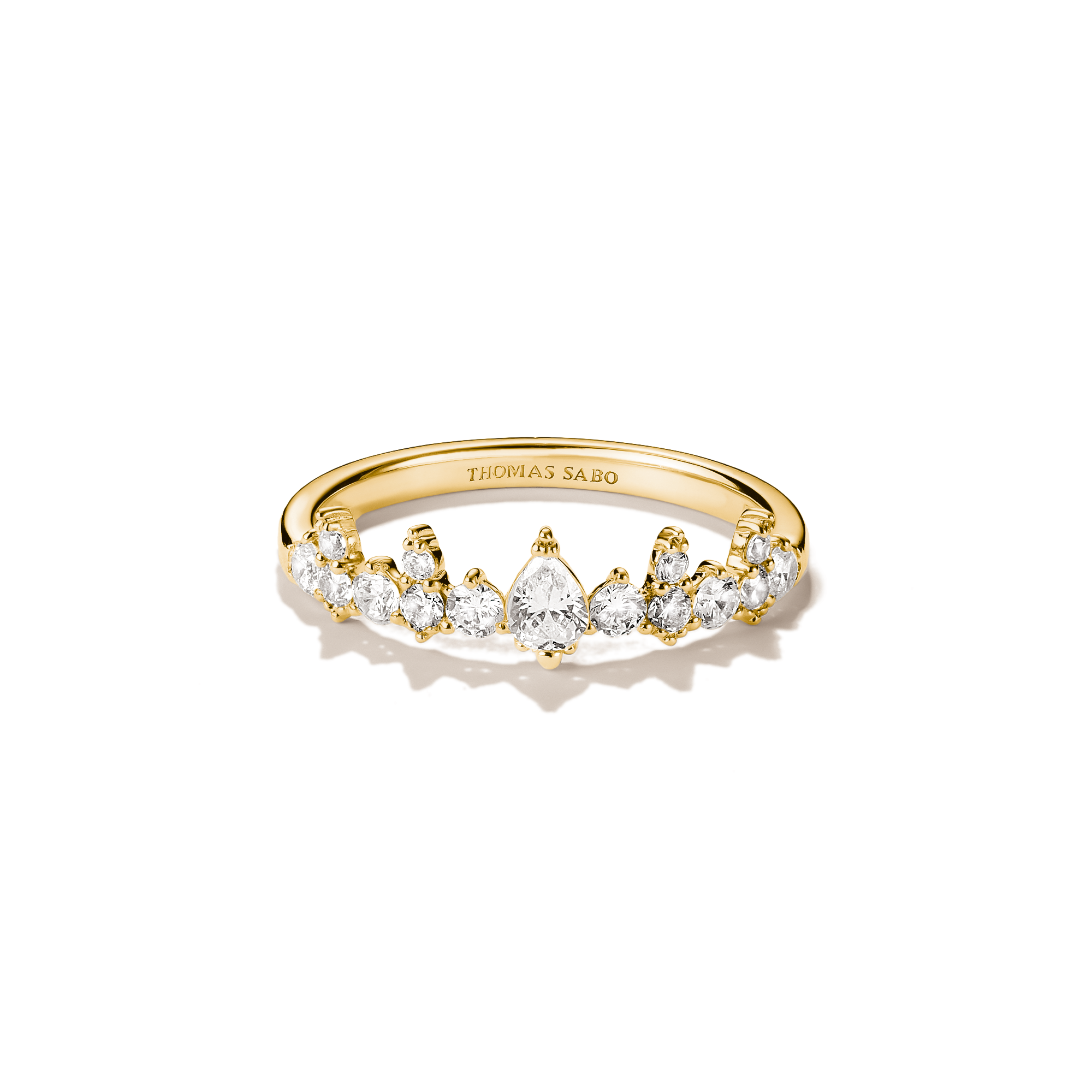 THOMAS SABO Fingerring »Midnight Sky Ring Krone gelbgoldfarben« mit Zirkonia (synth.)