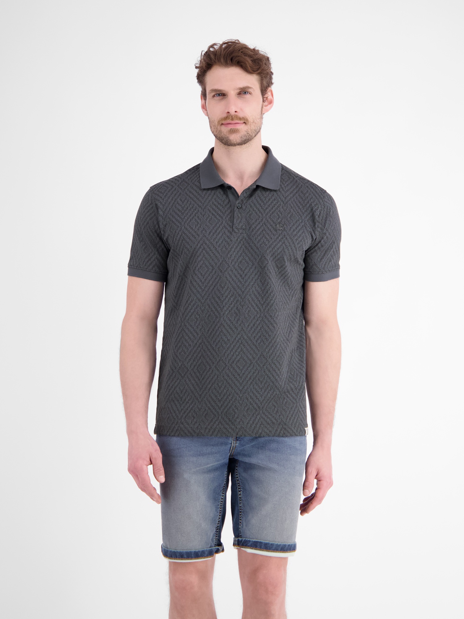 LERROS Poloshirt »Poloshirt mit rautenförmigem Jaquard-Muster in 2-Tone-Optik«