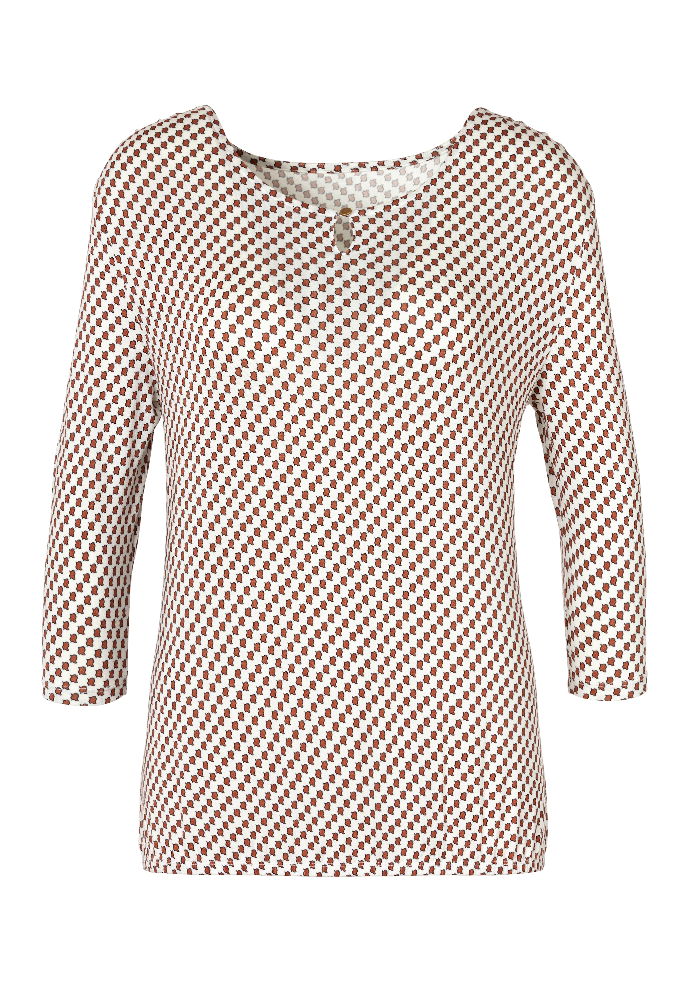 Vivance Rundhalsshirt »mit goldfarbenem Zierknopf am Ausschnitt«, (2er-Pack), aus weichem Viskose-Stretch