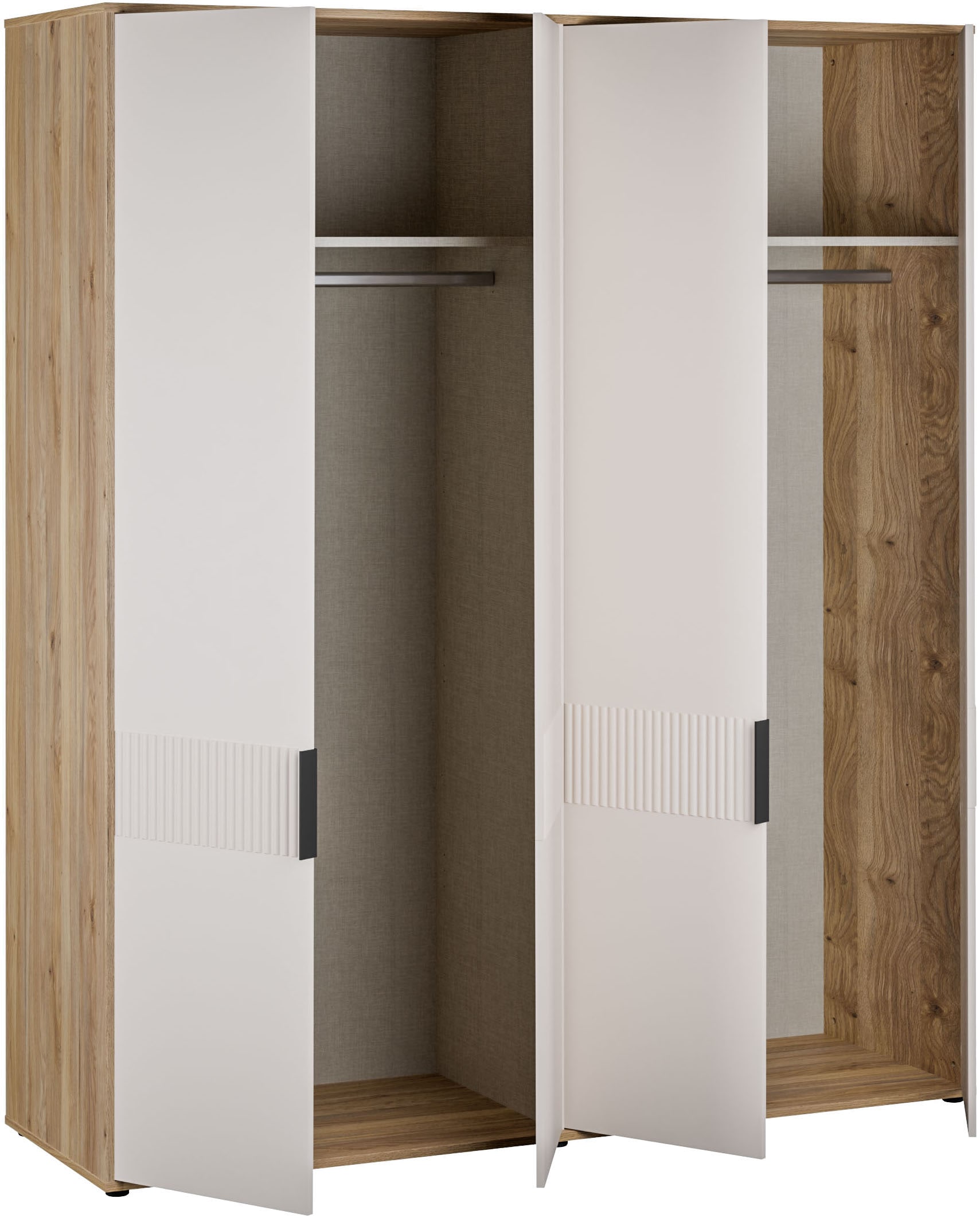 FORTE »Forte Seravel Drehtürenschrank, Lamellenoptik, 4 Türen« B/H/T 179,3/214,3/59,4 cm, Zubehör optional bestellbar