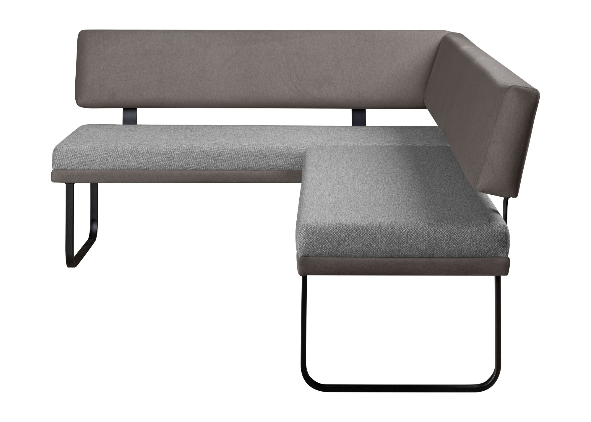 Eckbank OTTO HOME "Gabi Esszimmerbank, Bank, Küchenbank, Polsterbank", graublau, B:214cm H:87cm T:164cm, Holzwerkstoff, Massivholz, Metall, Polyester, Sitzbänke, Eckbank, Gestell aus matt-schwarzem Flachmetall, stabil, 2-Stoff-Design 3
