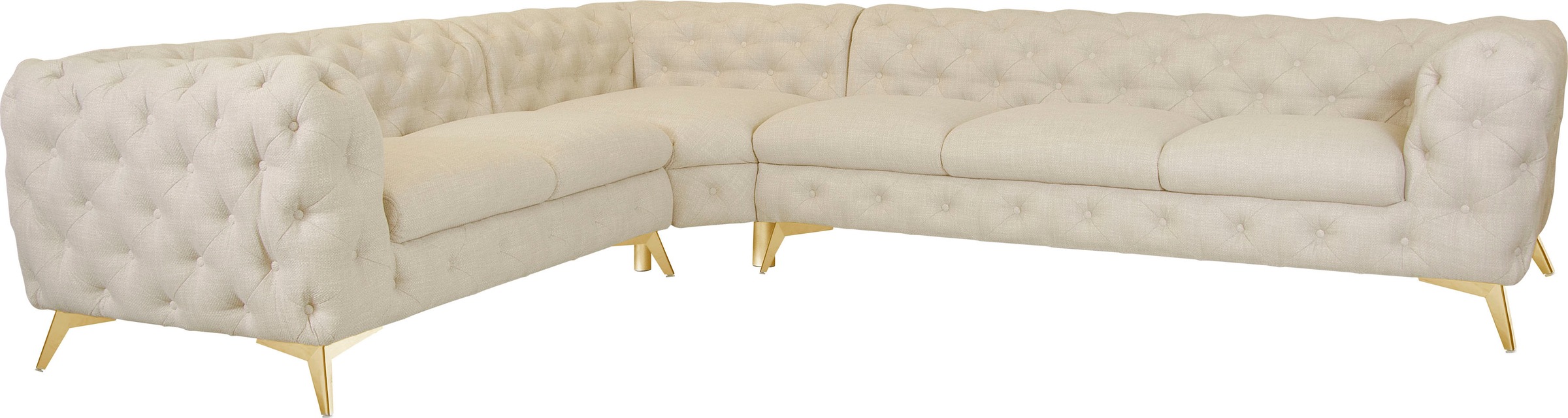 Thumbnail - Leonique Chesterfield-Sofa "Ecksofa GLYNIS L-Form mit Wellenunterfederung, Maße B/T/H 323/264/75cm", aufwändige Knopfhef...