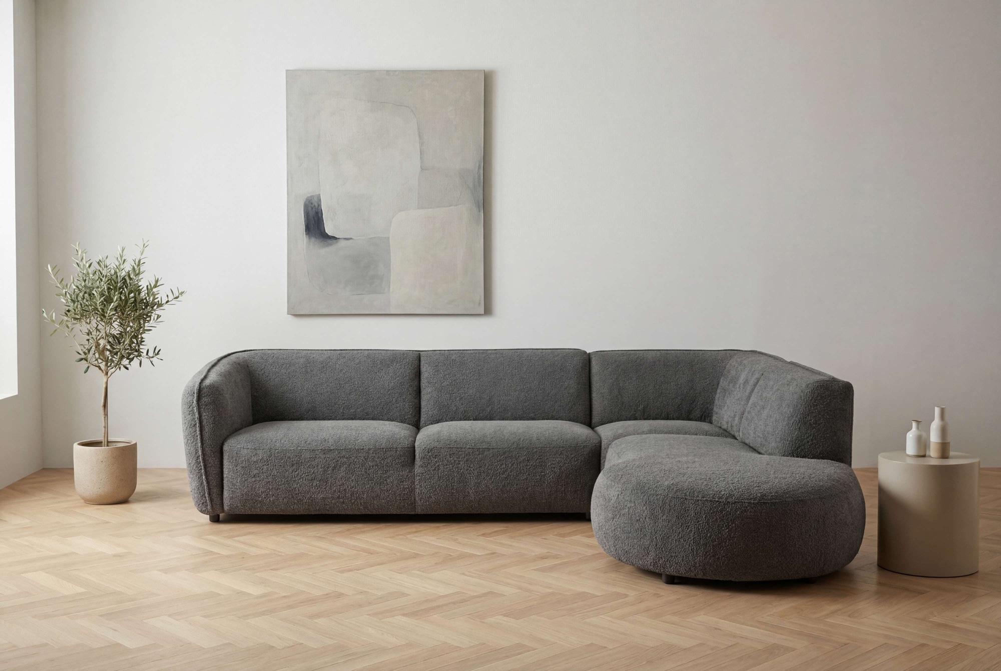 OTTO home Ecksofa "OSTRUP Rundsofa, L-Form, Naturtöne, Boucle oder Chenille" Breite 273 cm, organische Form mit sanften Rundungen