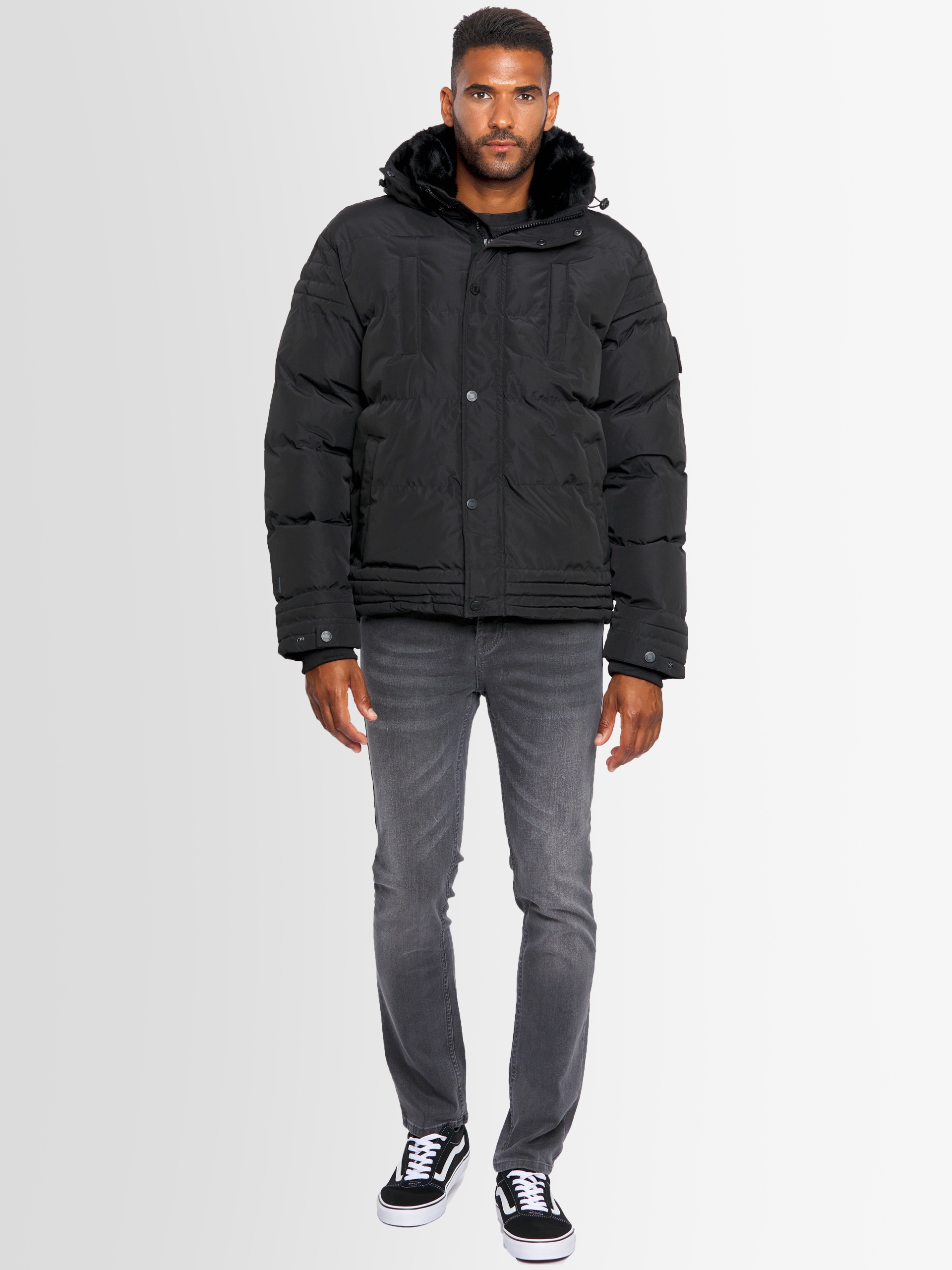 Alessandro Salvarini Winterjacke »ASFabiano«, mit warmem Teddyfell und abnehmbarer Kapuze