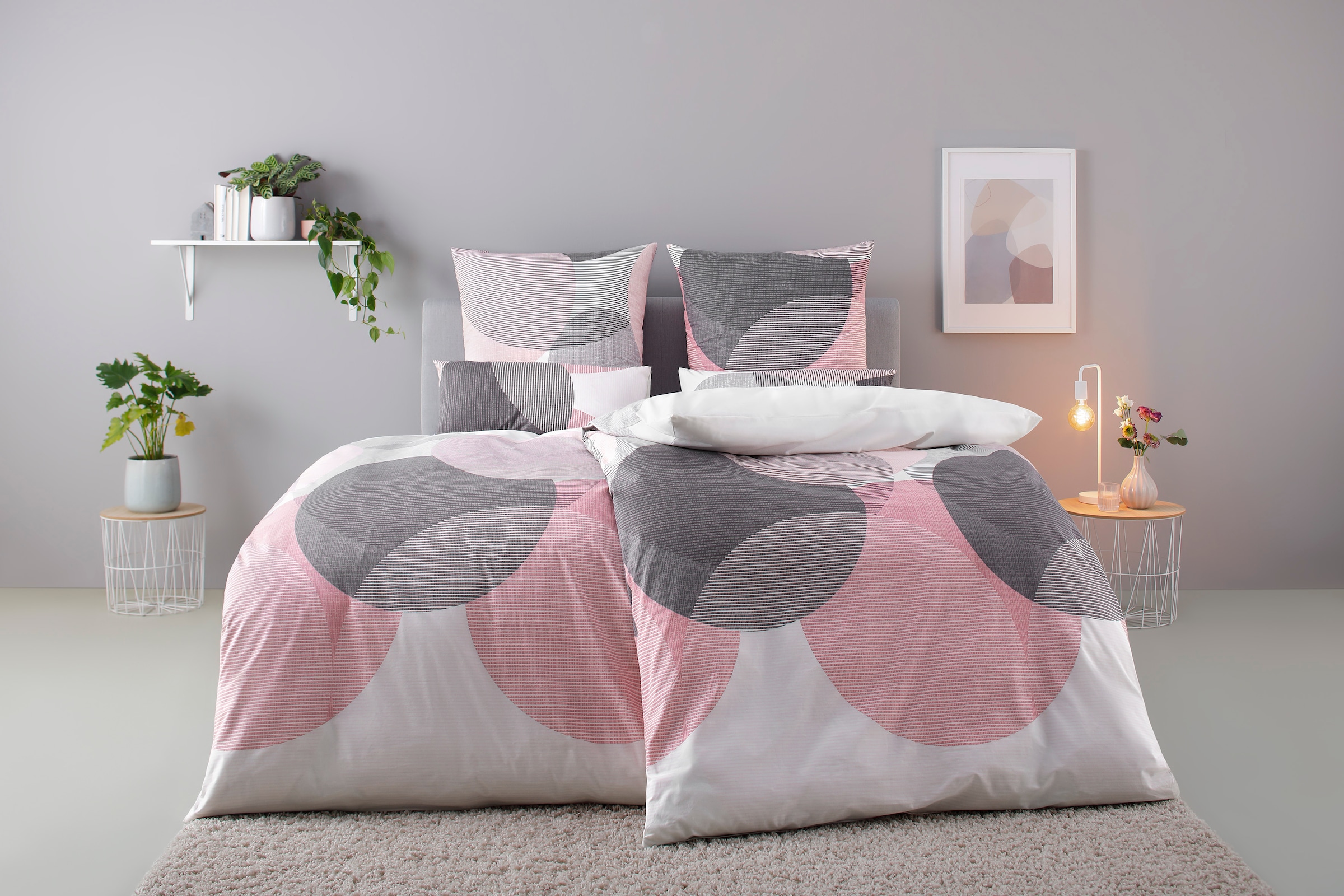 OTTO home Bettwäsche "Carla ab Gr. 135x200 cm und in drei Qualitäten" 2 Stk. 100% Baumwolle, geometrisches Design, Kreise, Bierbaum by OTTO home