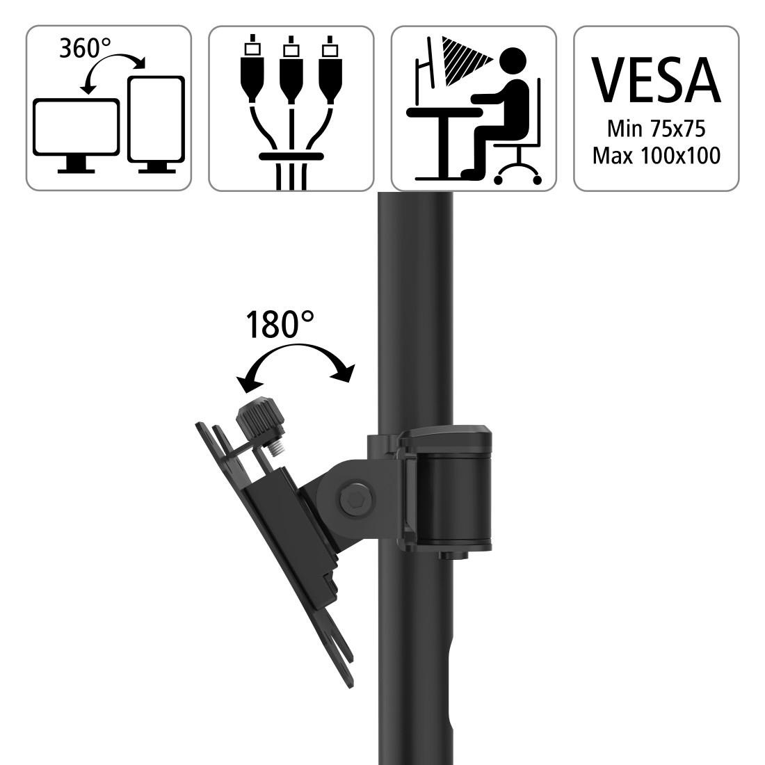 Hama Monitor-Halterung »Bildschirmhalterung, 2 Monitore, Doppelarm Schwarz«, bis 89 cm Zoll