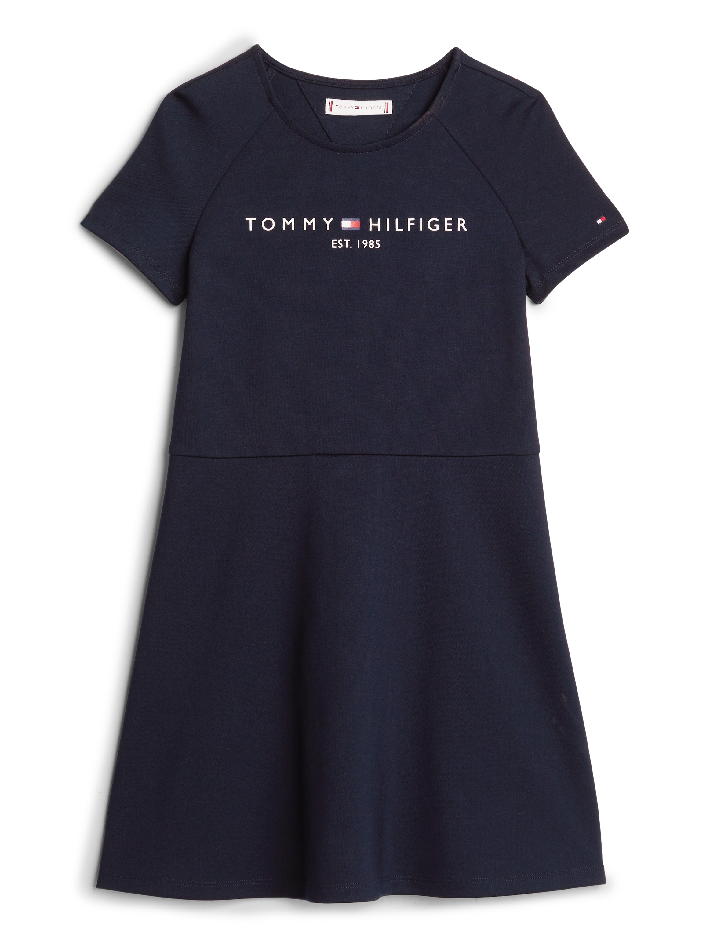 Tommy Hilfiger A-Linien-Kleid »PUNTO FIT & FLARE DRESS SS« Kinder bis 16 Jahre mit Logoschriftzug
