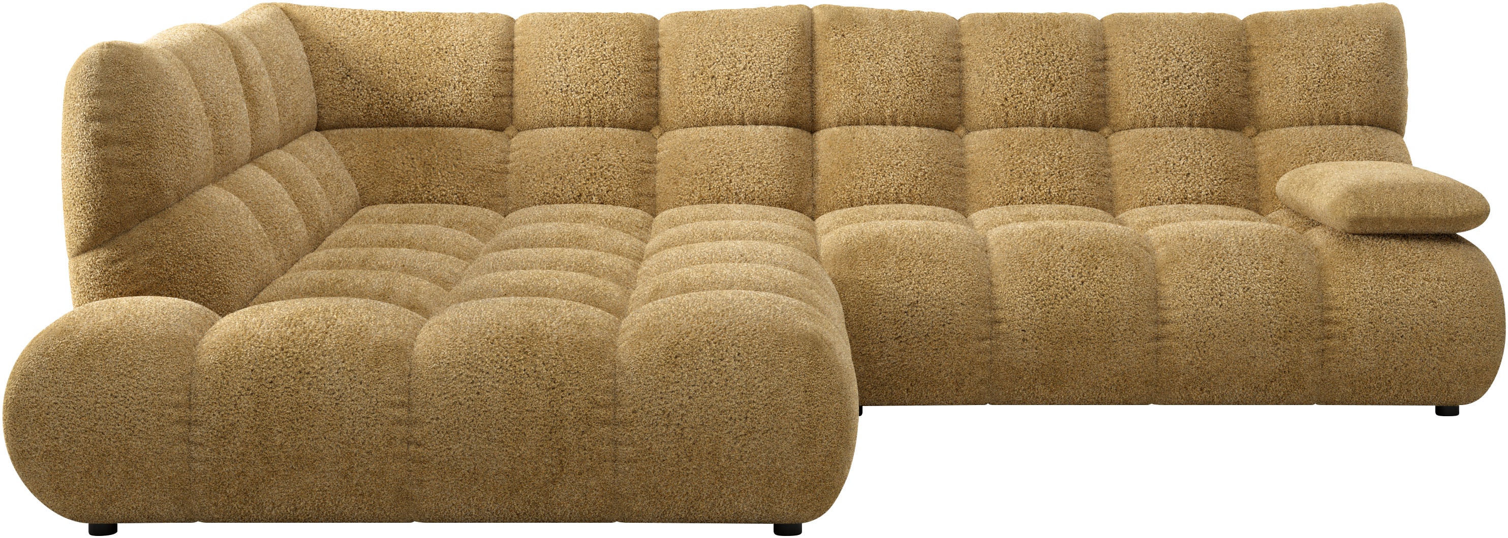 Home affaire Ecksofa "Cozy Bubble, mit klappbarer Armlehne, Breite 289 cm" mit eleganter Steppung, Rundumbezug & weicher Polsterung