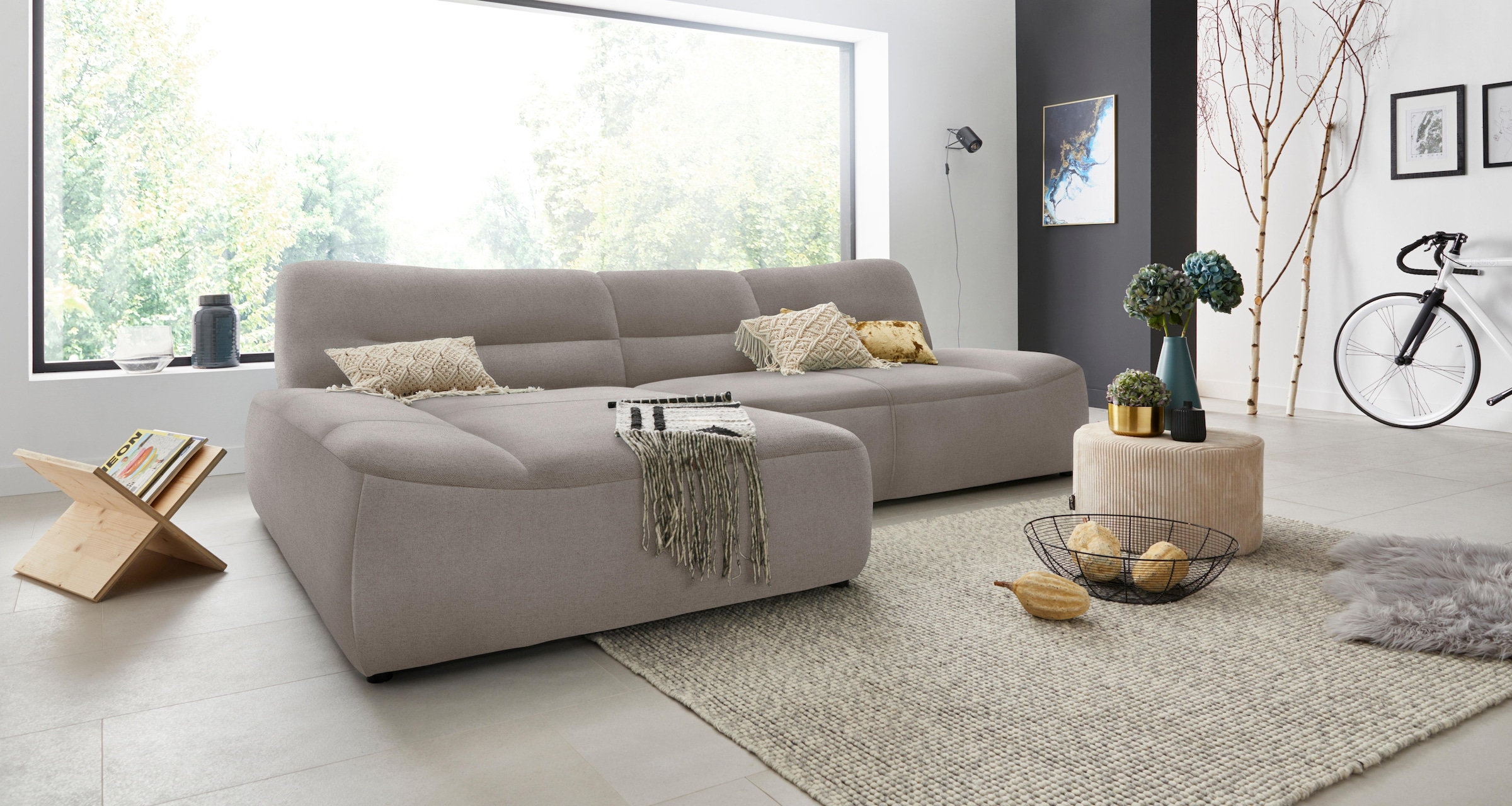 DOMO collection Ecksofa »Cesena moderne Polsterecke mit flachen Armlehnen, L-Form« fester Sitzkomfort, frei im Raum stellbar