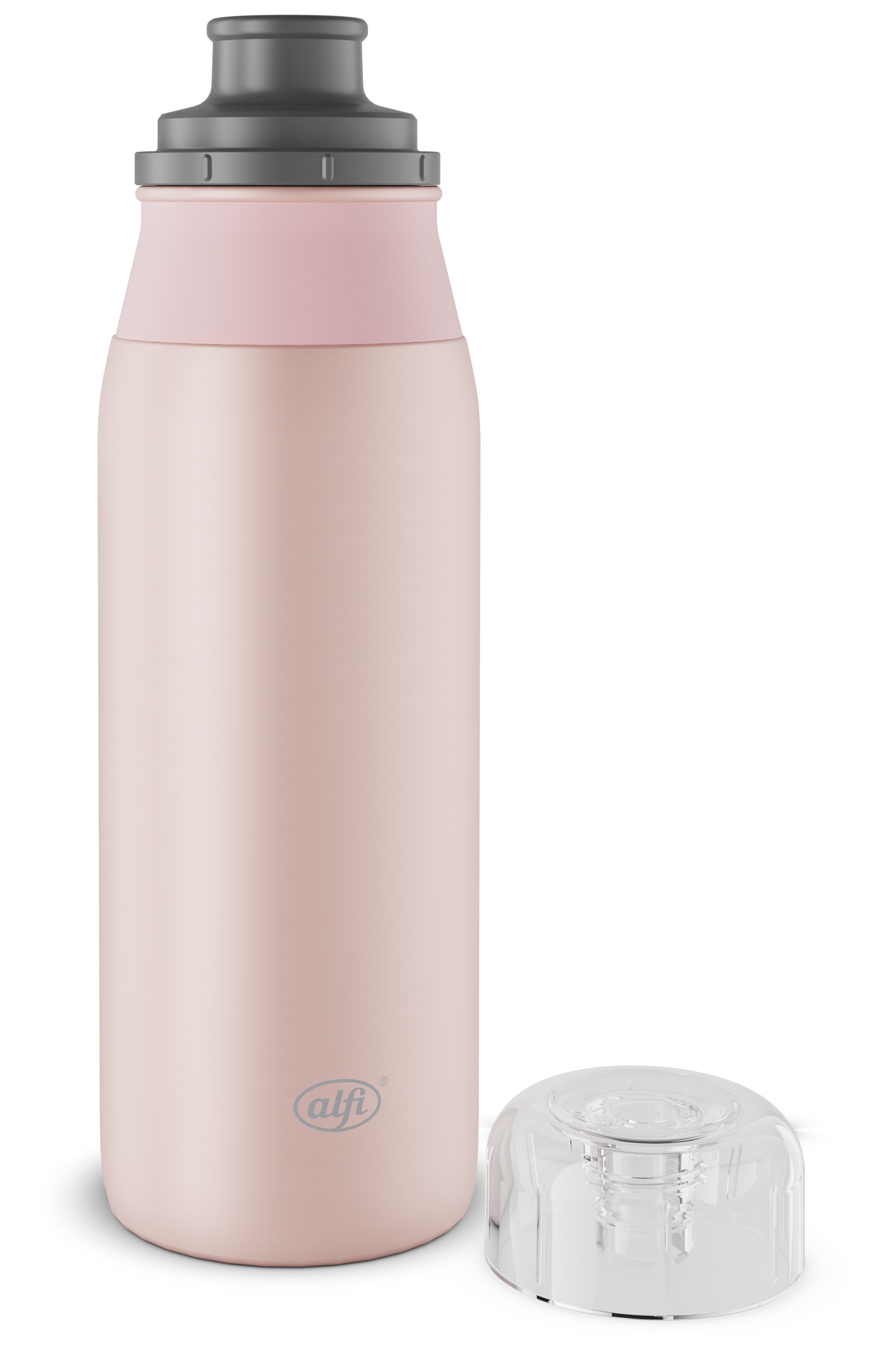 Alfi Trinkflasche »ELEMENT BOTTLE, Edelstahlkörper, spülmaschinenfest«, (1 tlg.), 0,6l, Free-Flow Trinksystem mit intuitivem Schraubverschluss