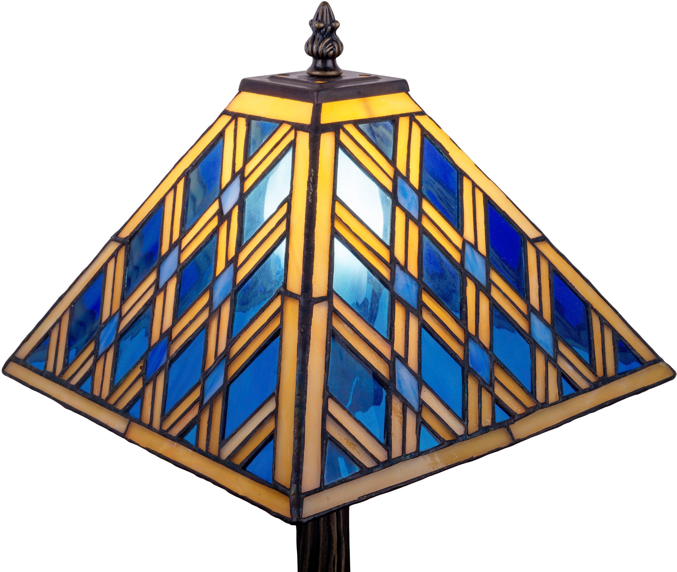 näve Tischleuchte »Pyra«, mit Rautenmuster Glas | pyramidenförmig Tiffany-Stil blau flammig-flammig, BAUR 1 E14