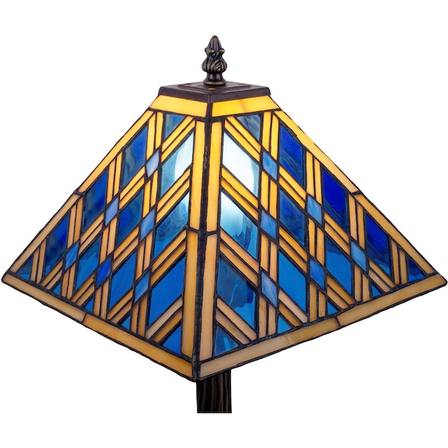 näve Tischleuchte »Pyra«, 1 flammig-flammig, Tiffany-Stil pyramidenförmig  Glas blau mit Rautenmuster E14 | BAUR