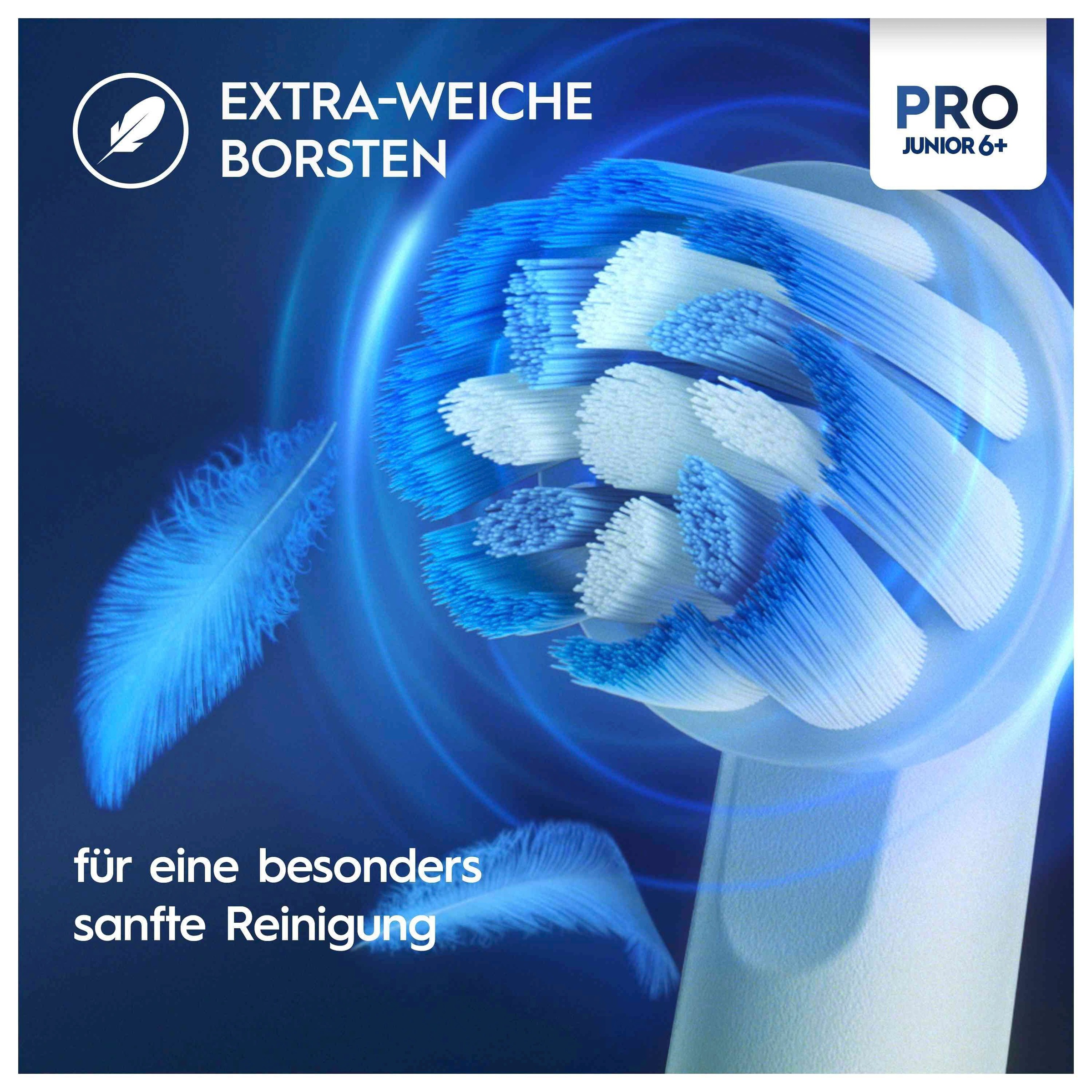 Oral-B Elektrische Zahnbürste »Pro Junior«, 2 St. Aufsteckbürsten, Drucksensor