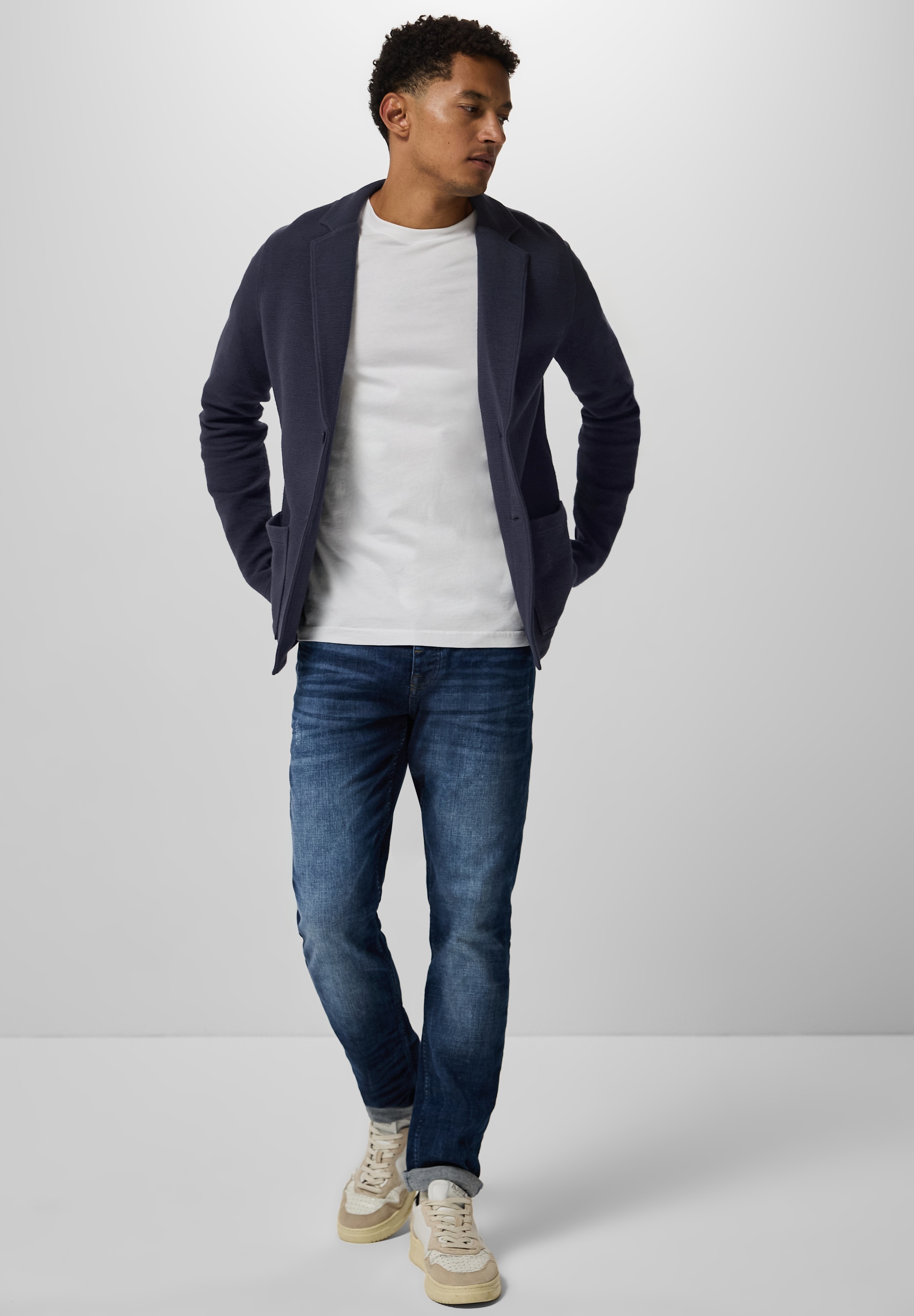STREET ONE MEN Sweatjacke, mit Reverskragen