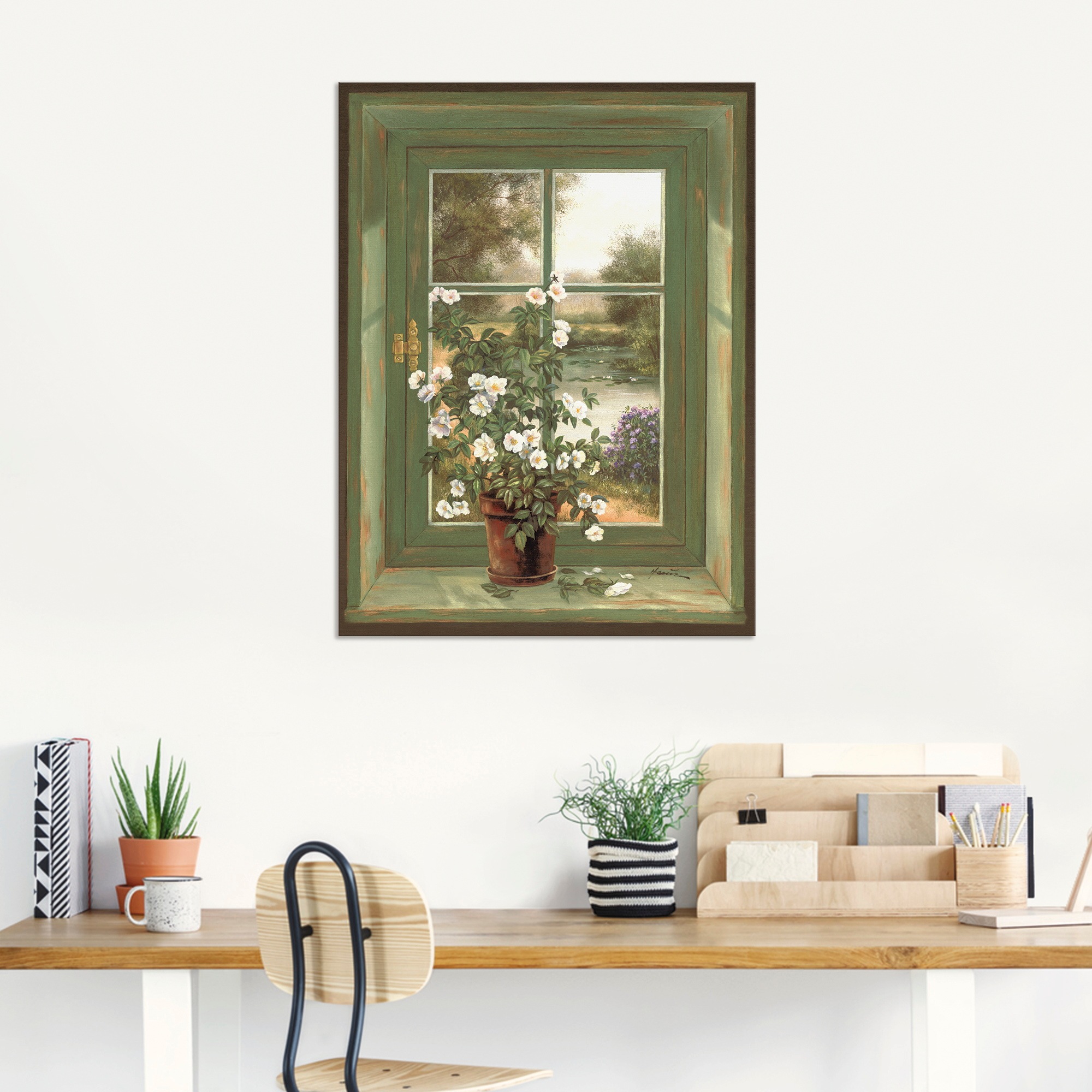Thumbnail - Artland Wandbild "Wildrosen am Fenster", Arrangements, (1 St.), als Alubild, Outdoorbild, Leinwandbild, Poster, Wandaufk...