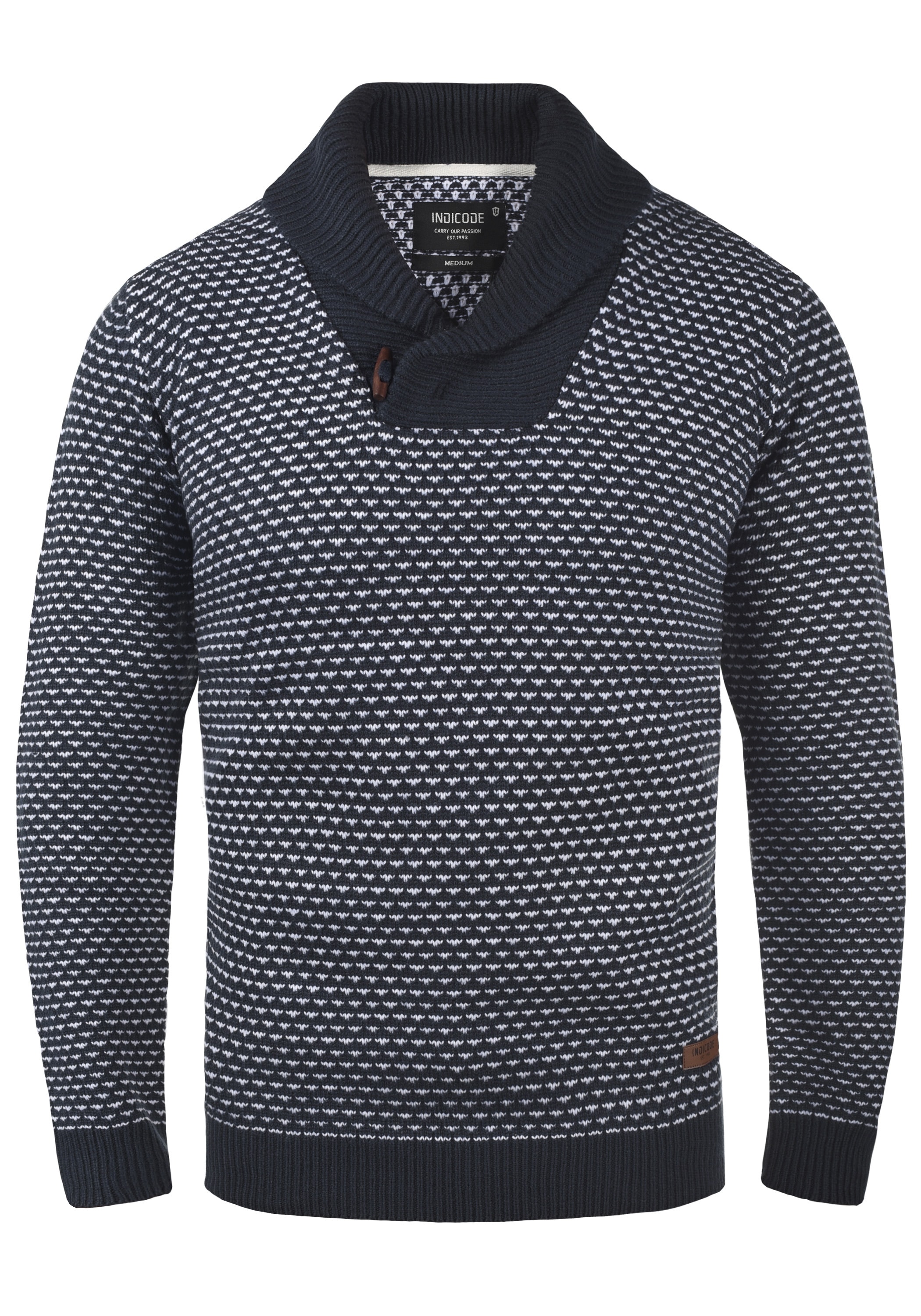 Strickfleece-Pullover INDICODE "Strickpullover IDCopent", Herren, Gr. S, blau (navy), Obermaterial: 100% Polyacryl PAN., Pullover