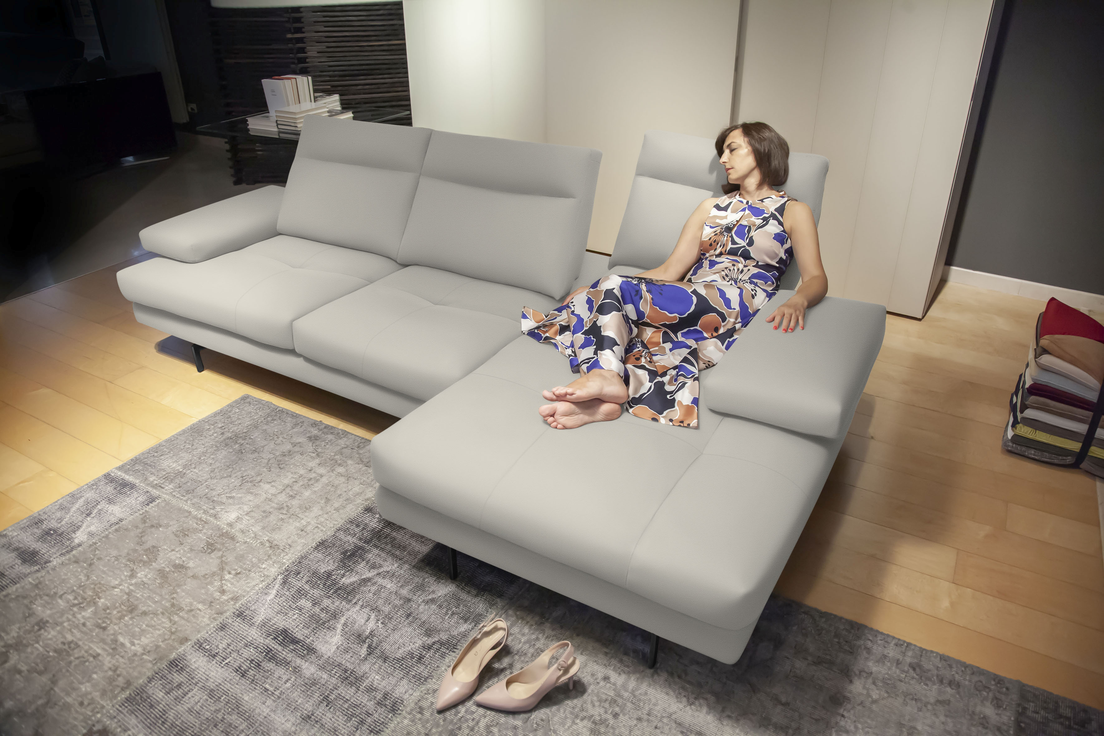 CALIA ITALIA Ecksofa "Toby Wing, B/T: 278/153 cm, Designsofa, Premium Sitzkomfort, L-Form" inklusive Sitztiefenverstellung, Füße in schwarz matt