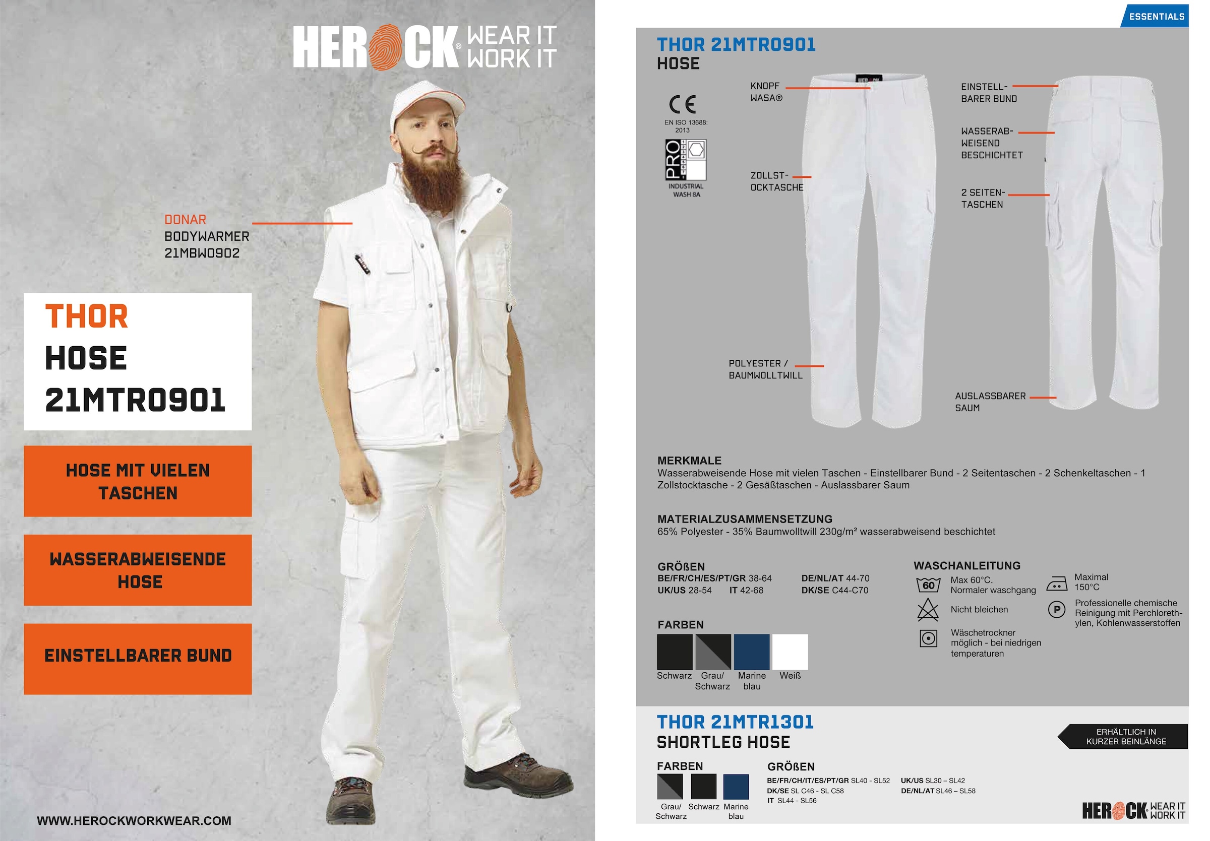 Herock Arbeitshose »Thor Hose«, Wasserabweisend, 7 Taschen, einstellbarer  Bund, leicht, viele Farben bestellen | BAUR