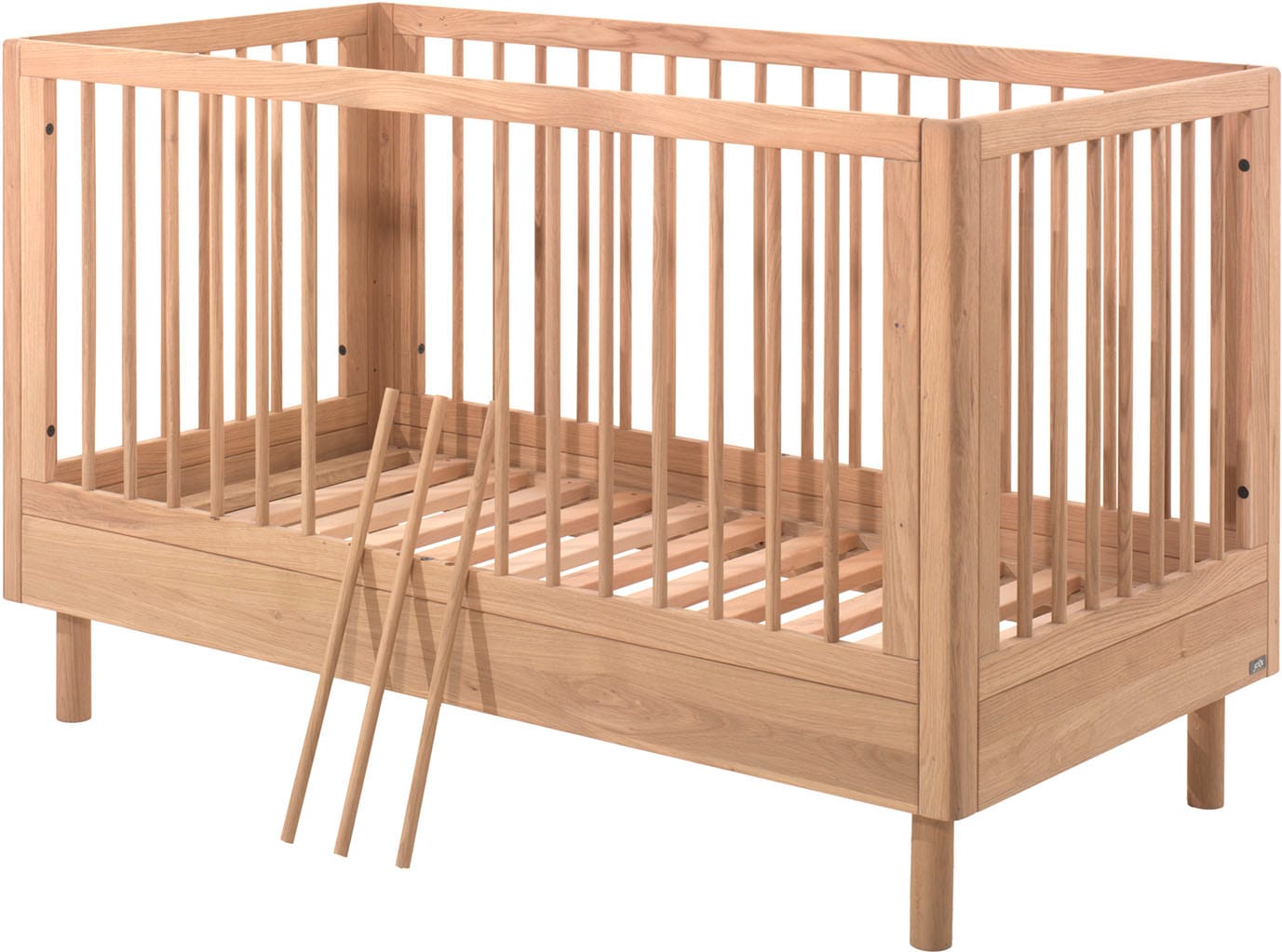 Vipack Babybett "hochwertig, stabil gebaut, Made in Europe, Oberfläche geölt lt. EN71-3" 70/140 cm, mit Schlupfsprossen und Lattenrost, höhenverstellbar